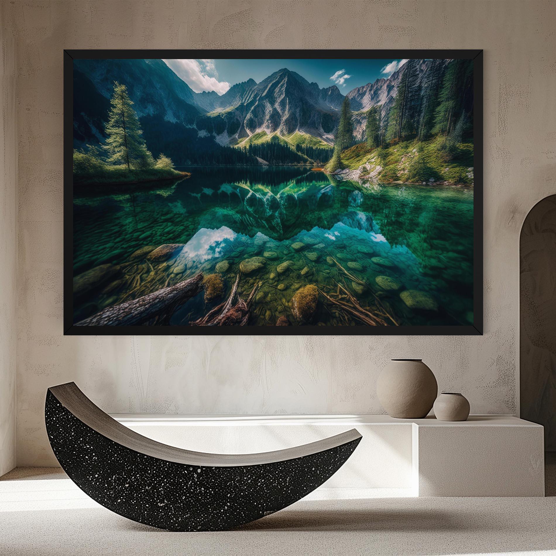 Vászonkép Beautiful Lake Mountain mockup 8