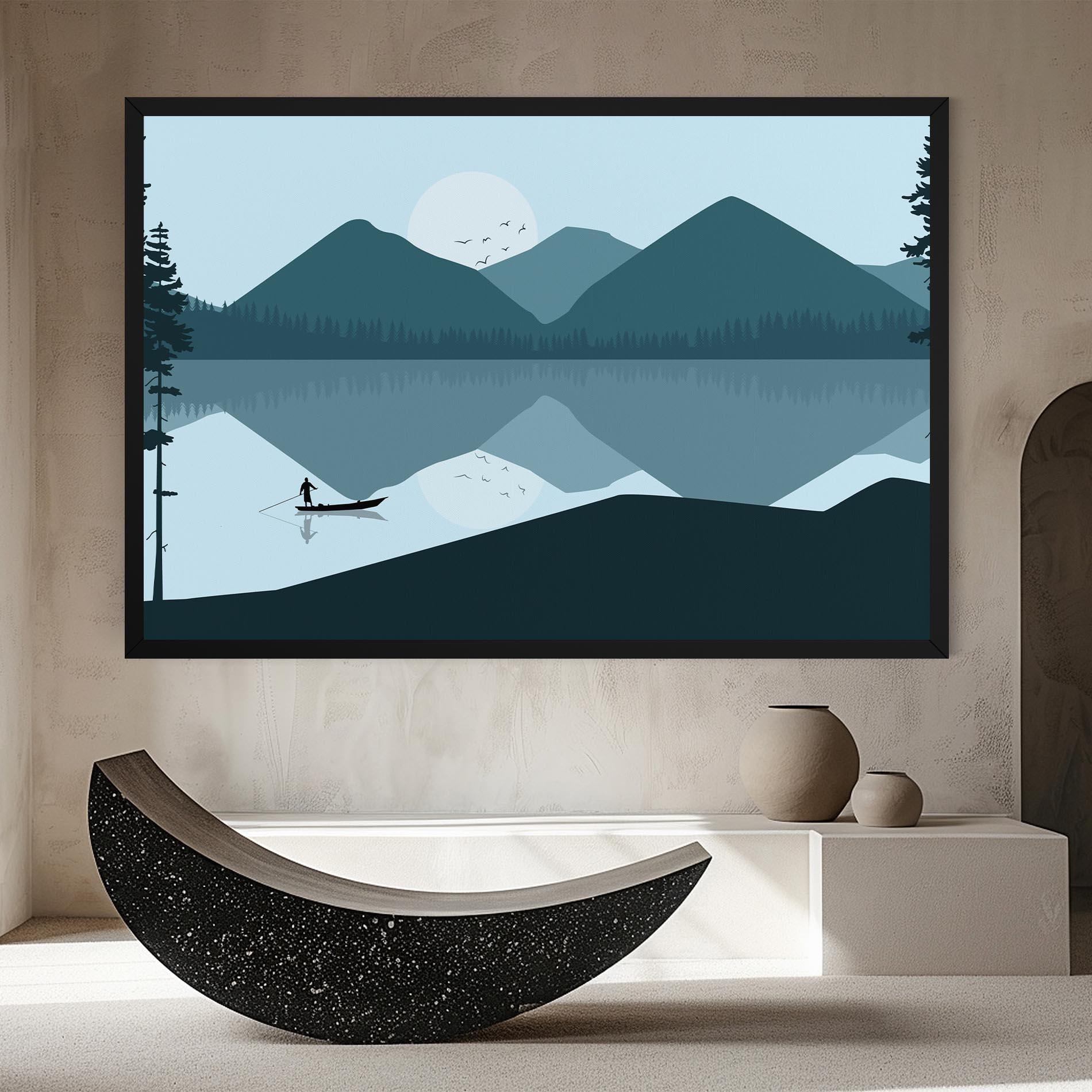 Vászonkép Blue Light Lake mockup 8