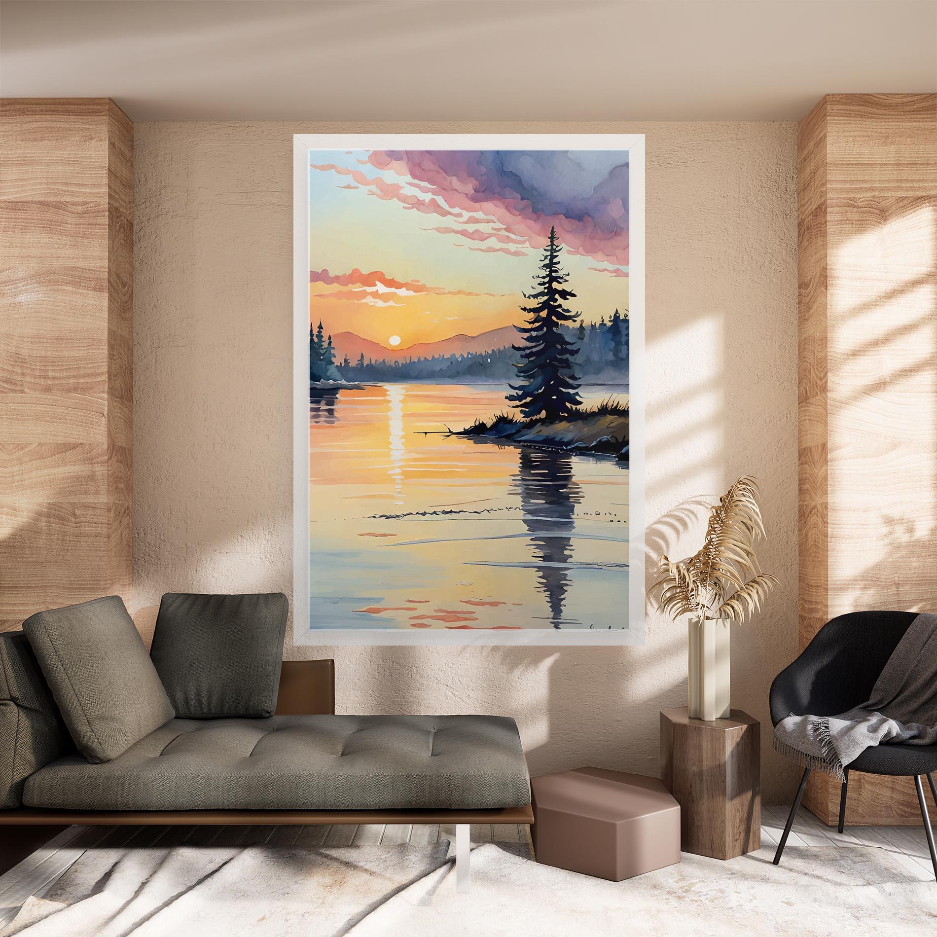 Vászonkép Tree Shadow Lake mockup 8