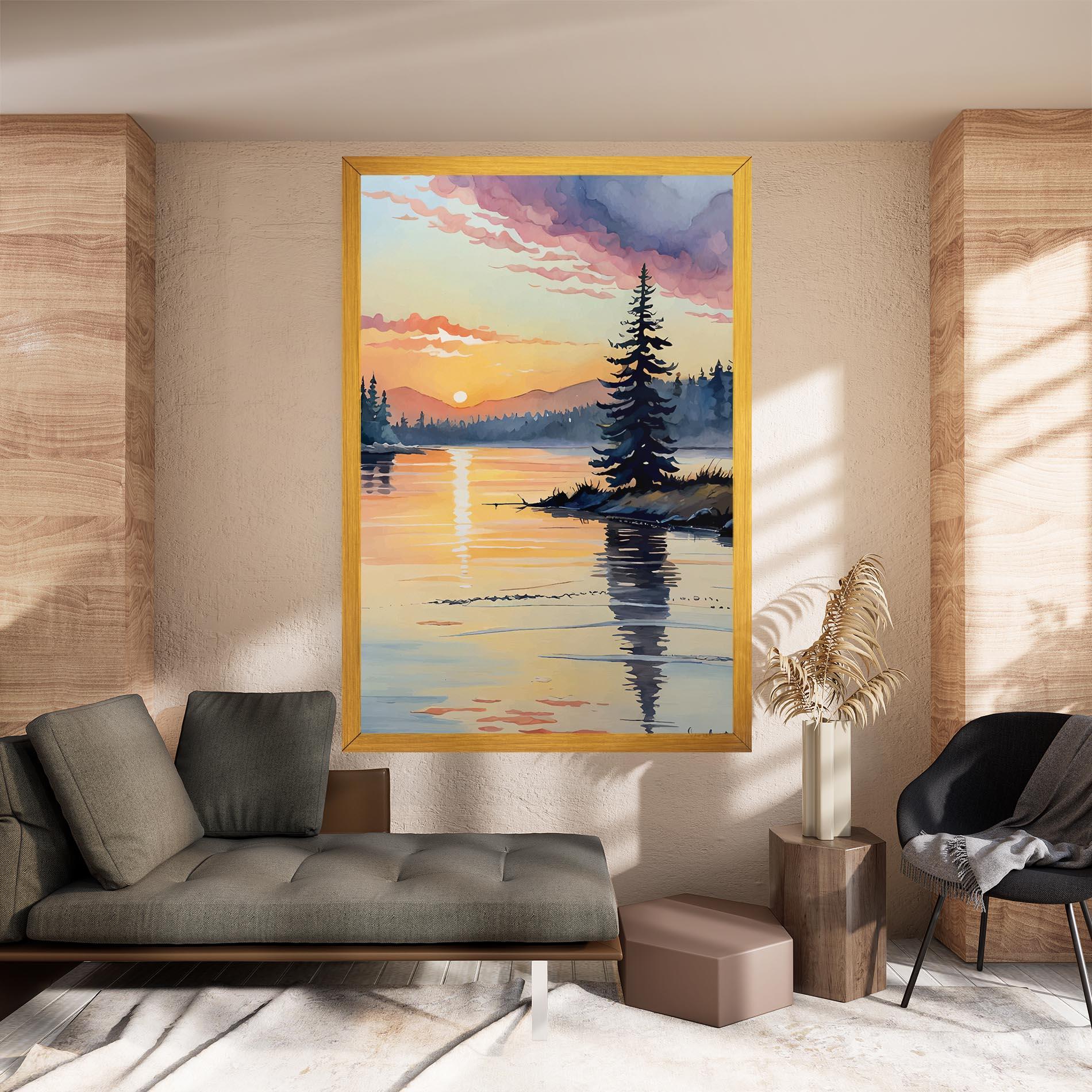 Vászonkép Tree Shadow Lake mockup 8