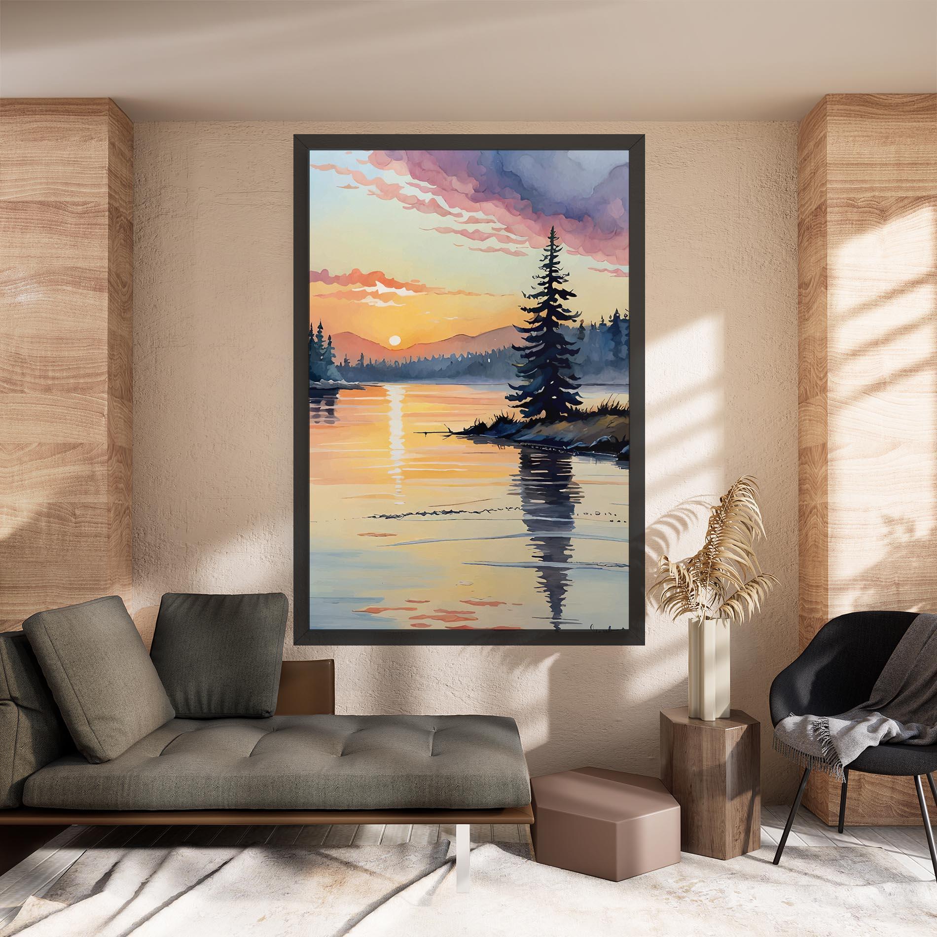 Vászonkép Tree Shadow Lake mockup 8