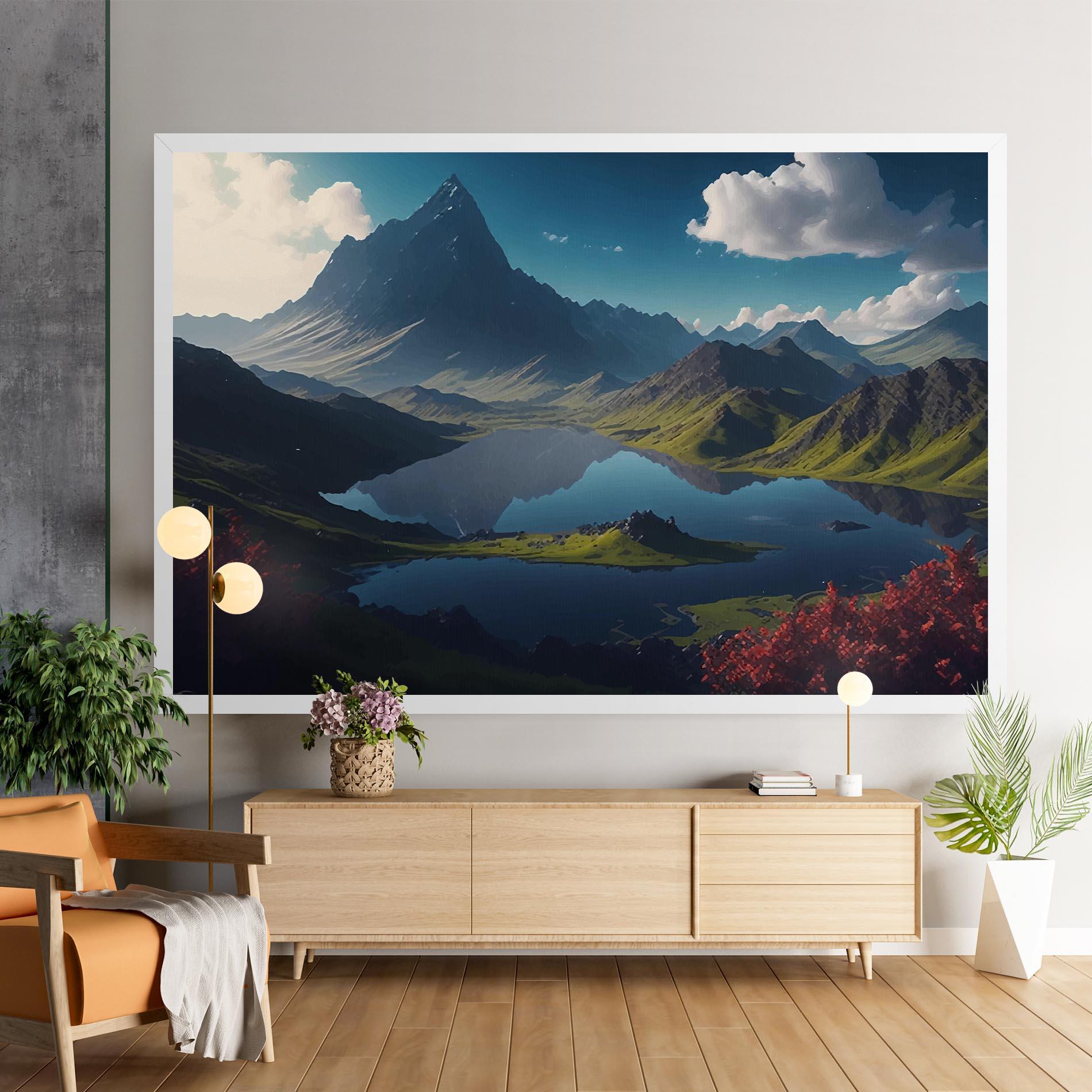 Vászonkép Red Flower Lake mockup 9