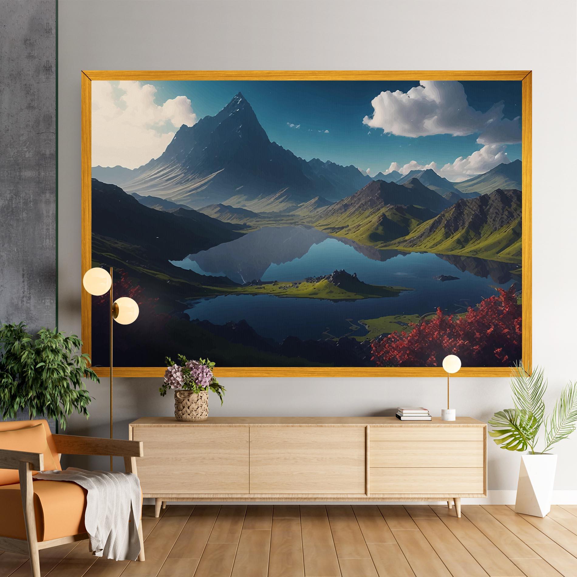 Vászonkép Red Flower Lake mockup 9