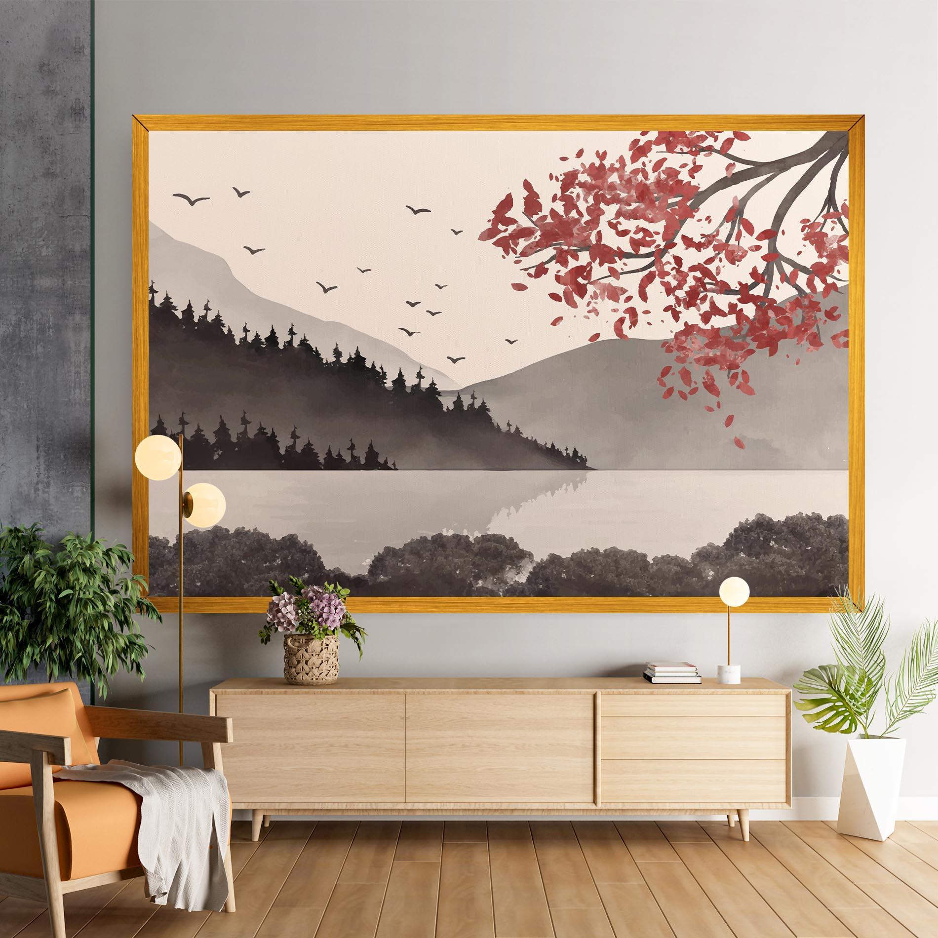 Vászonkép Red Tree Lake mockup 9