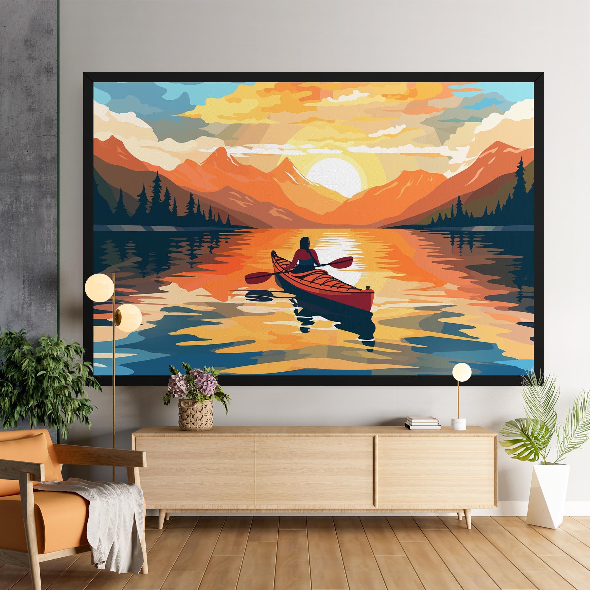 Vászonkép Boat Sunset Woman mockup 9