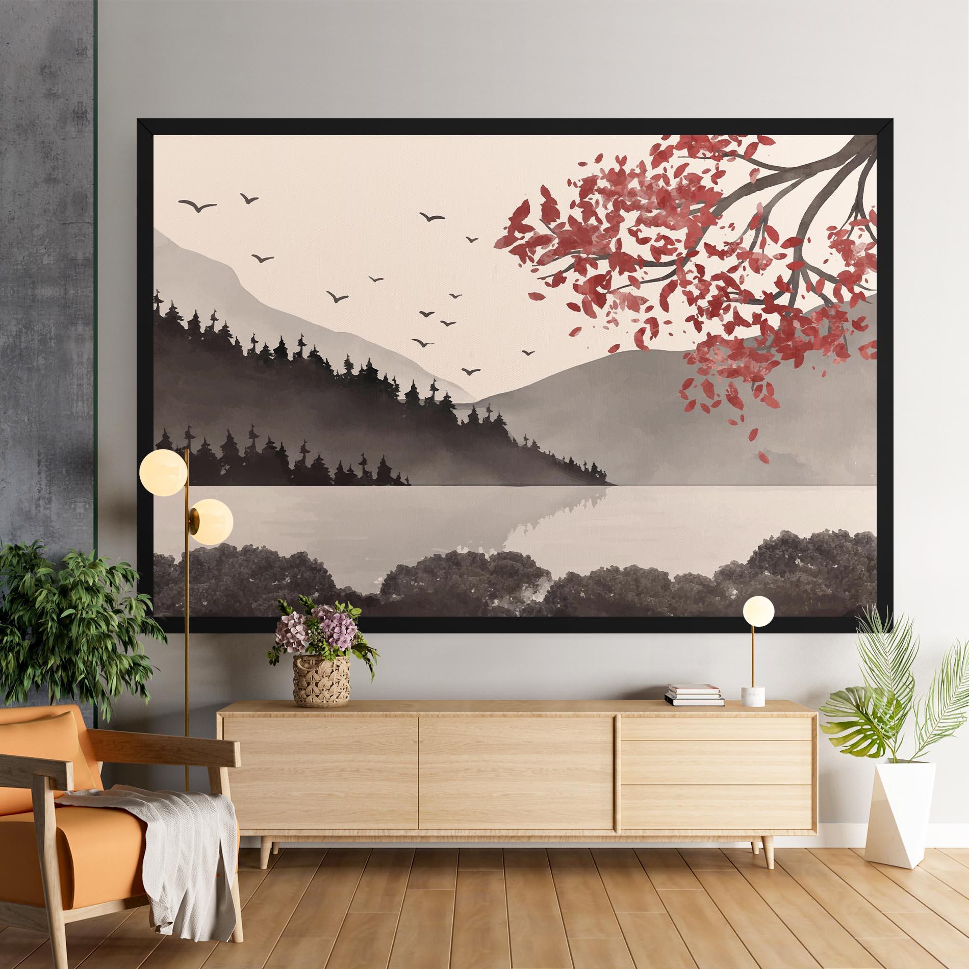 Vászonkép Red Tree Lake mockup 9