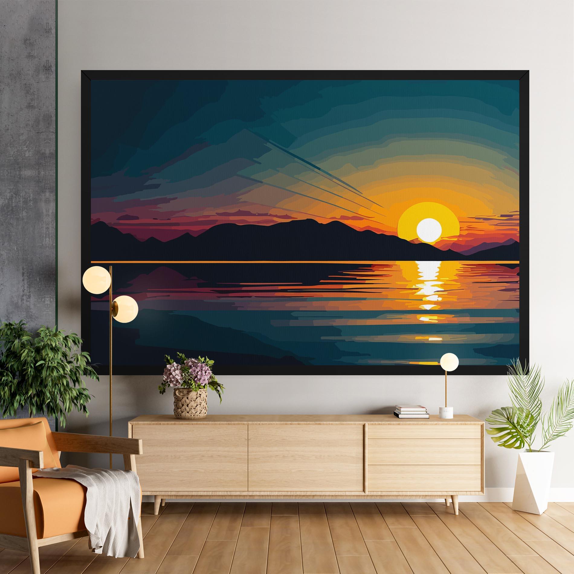 Vászonkép Sunset Art Lake mockup 9