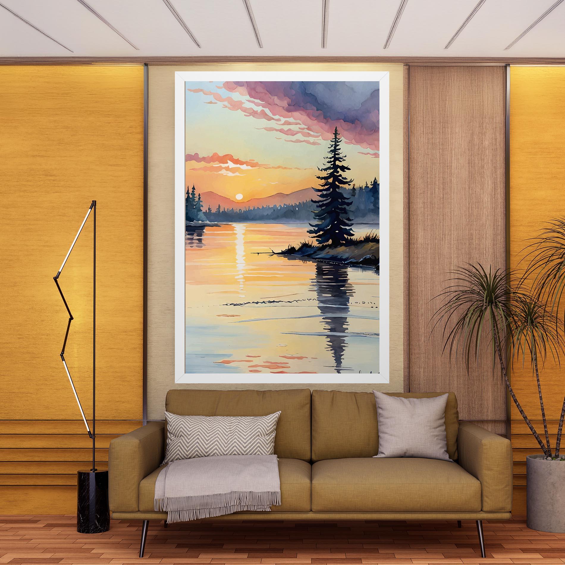 Vászonkép Tree Shadow Lake mockup 9