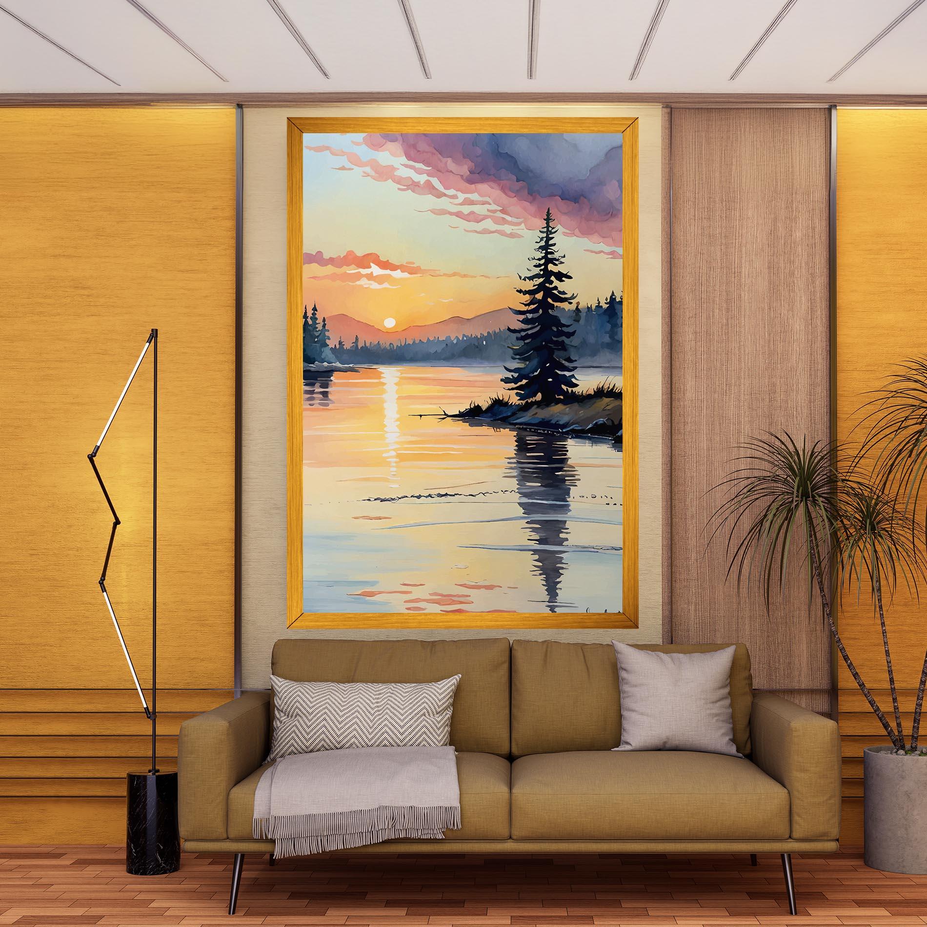 Vászonkép Tree Shadow Lake mockup 9