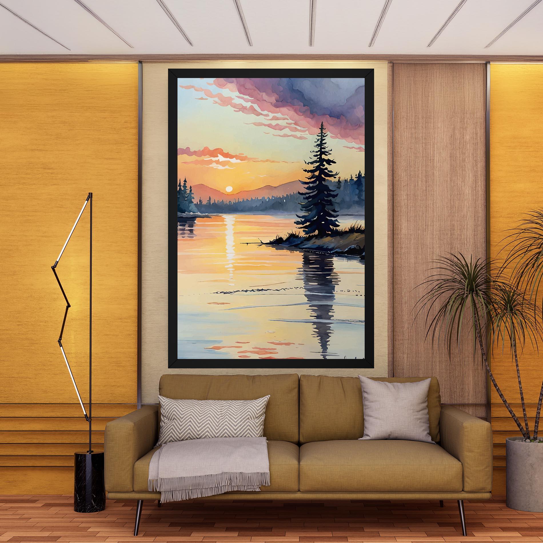 Vászonkép Tree Shadow Lake mockup 9