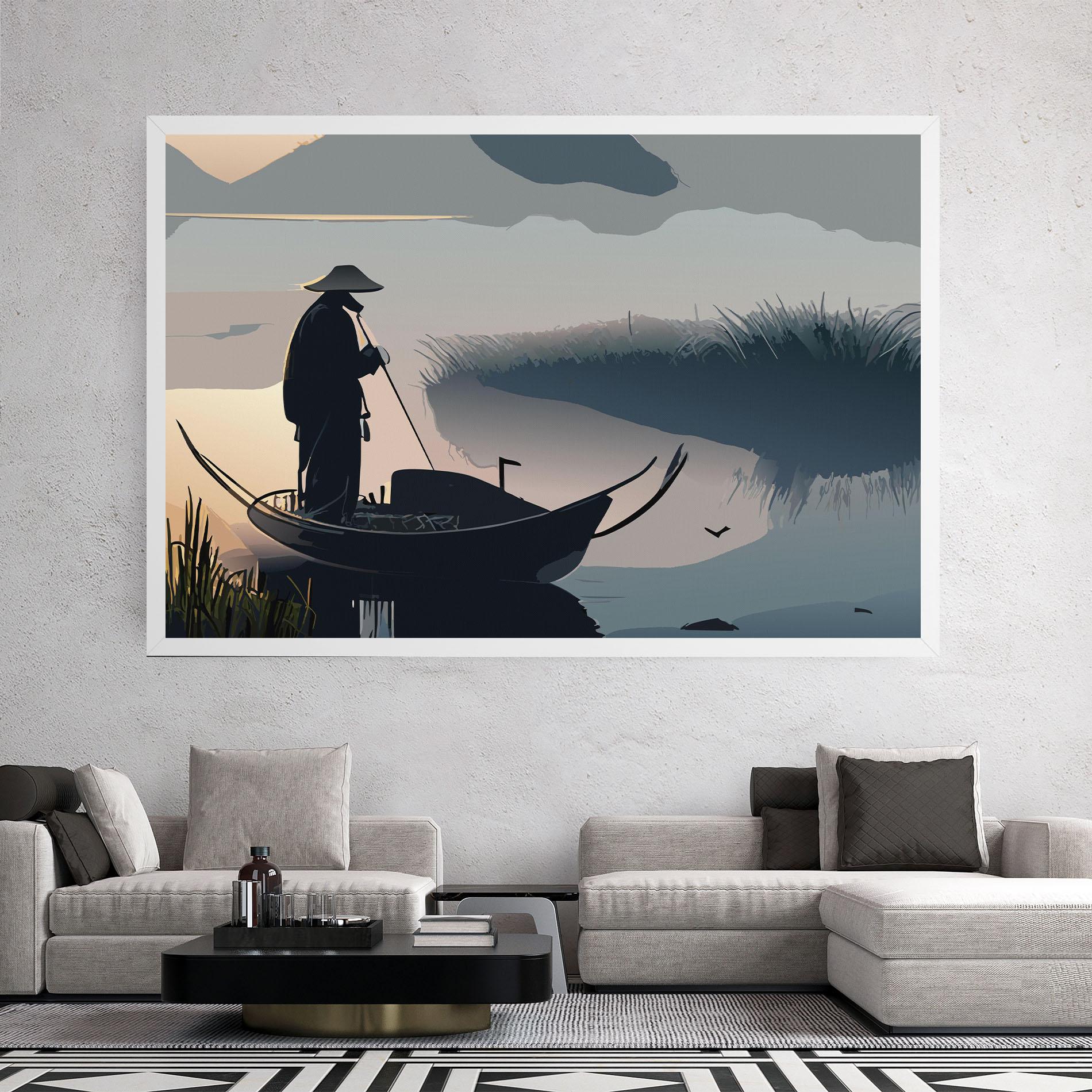 Vászonkép Japan Lake Man mockup 2