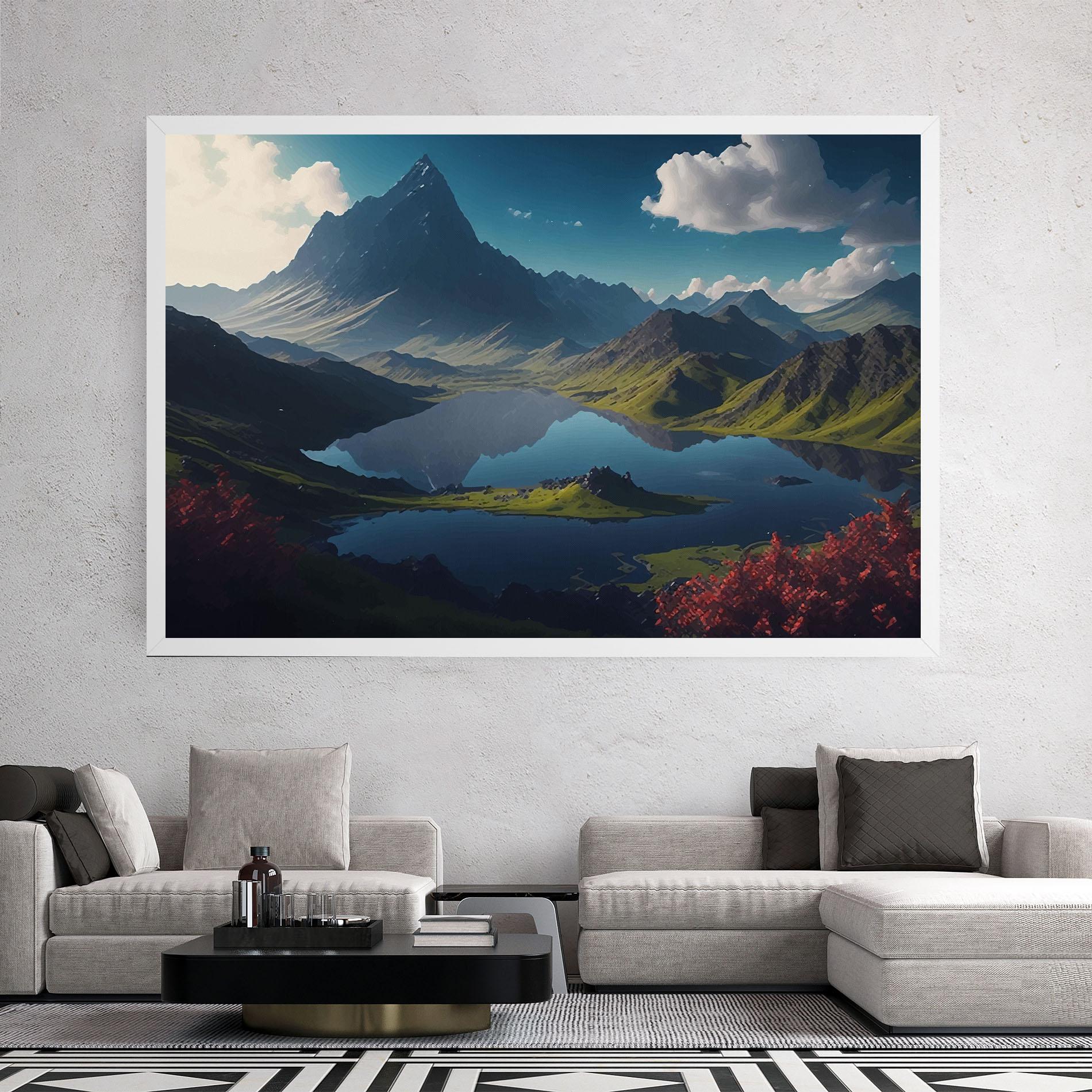 Vászonkép Red Flower Lake mockup 2