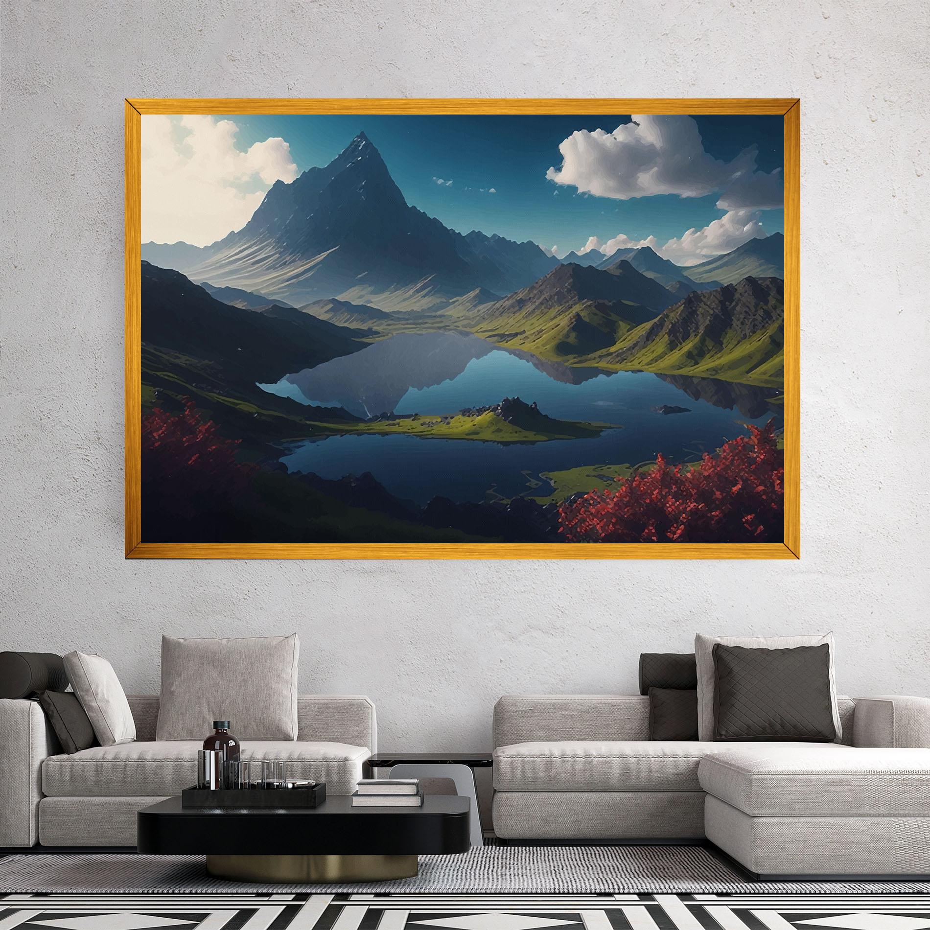 Vászonkép Red Flower Lake mockup 2