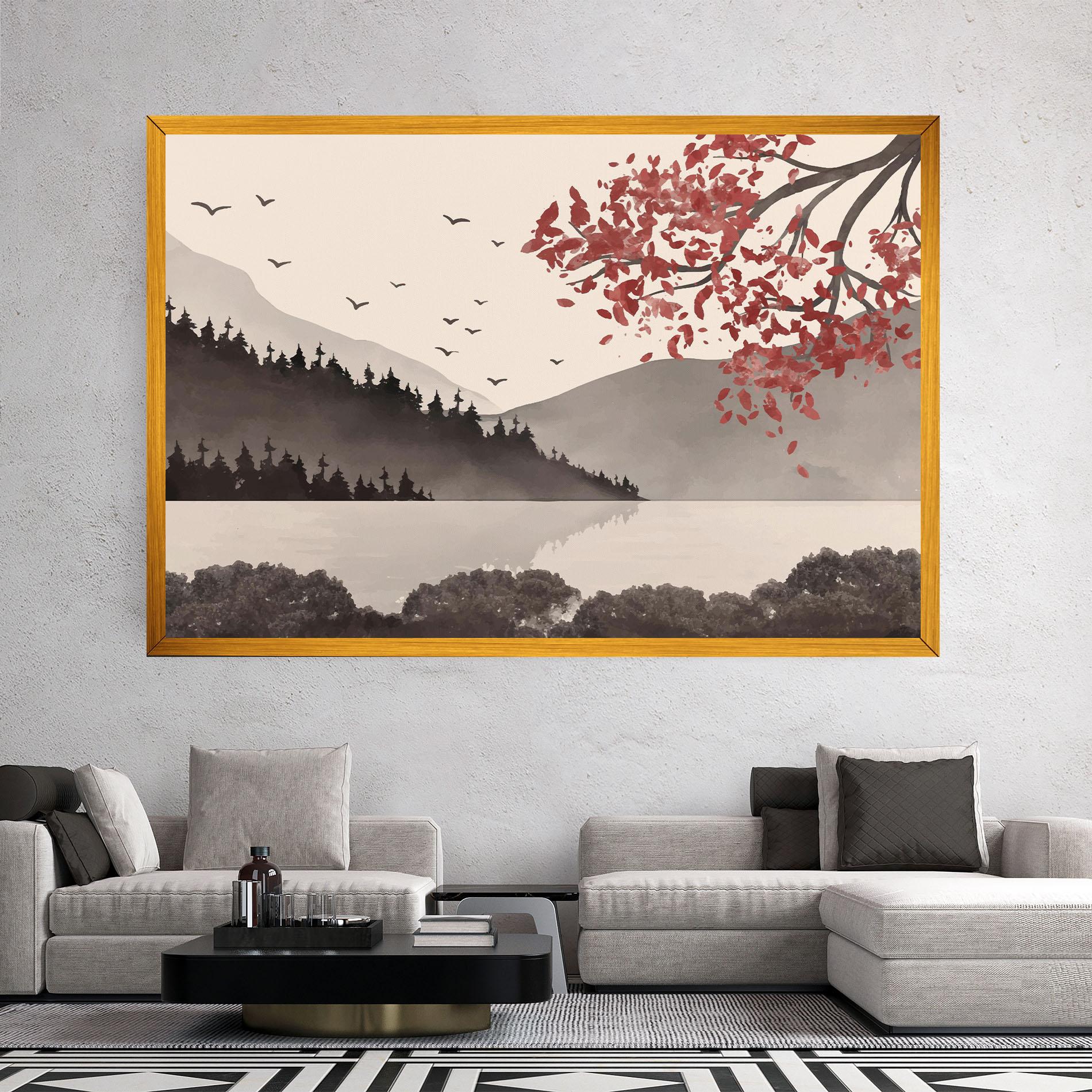 Vászonkép Red Tree Lake mockup 2