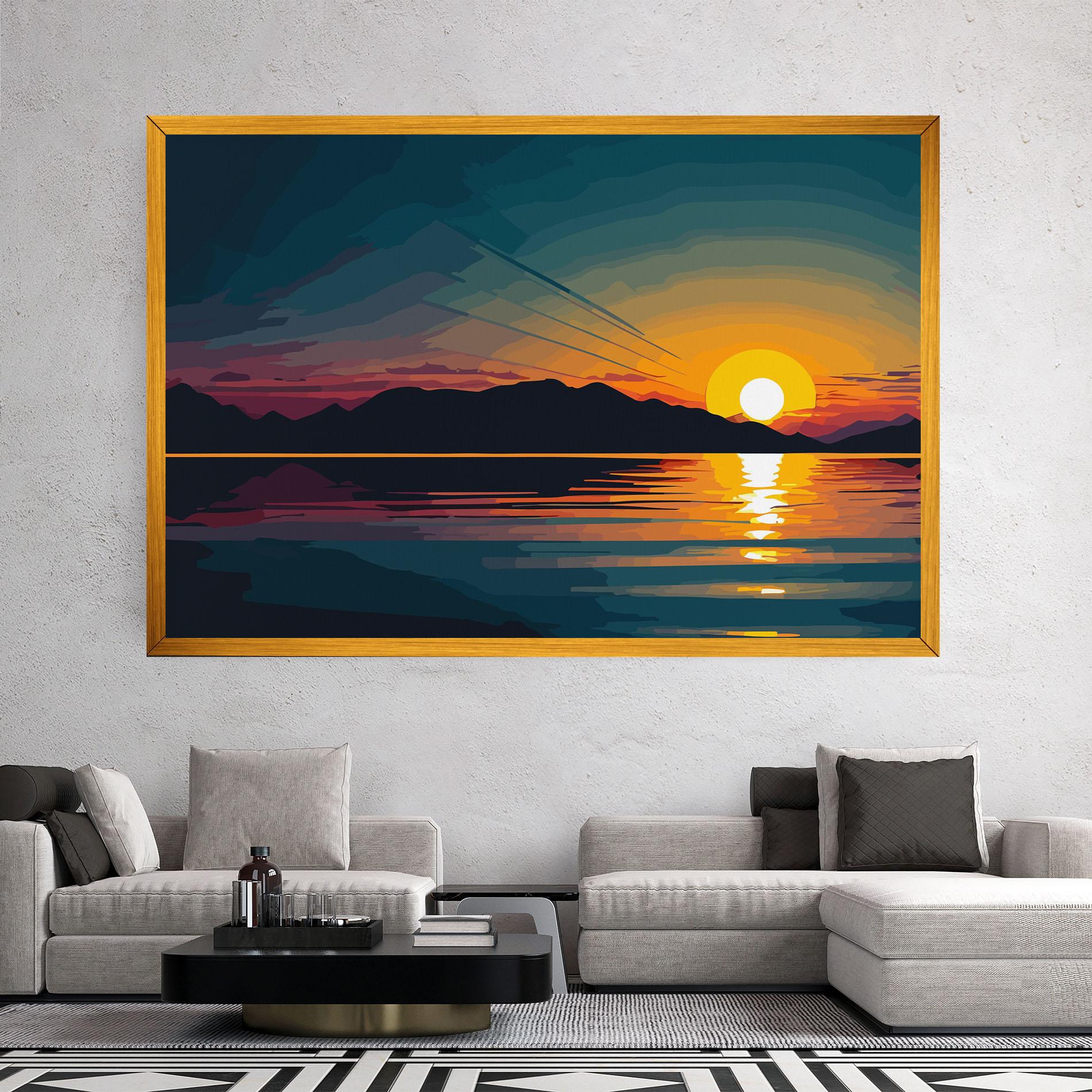 Vászonkép Sunset Art Lake mockup 2