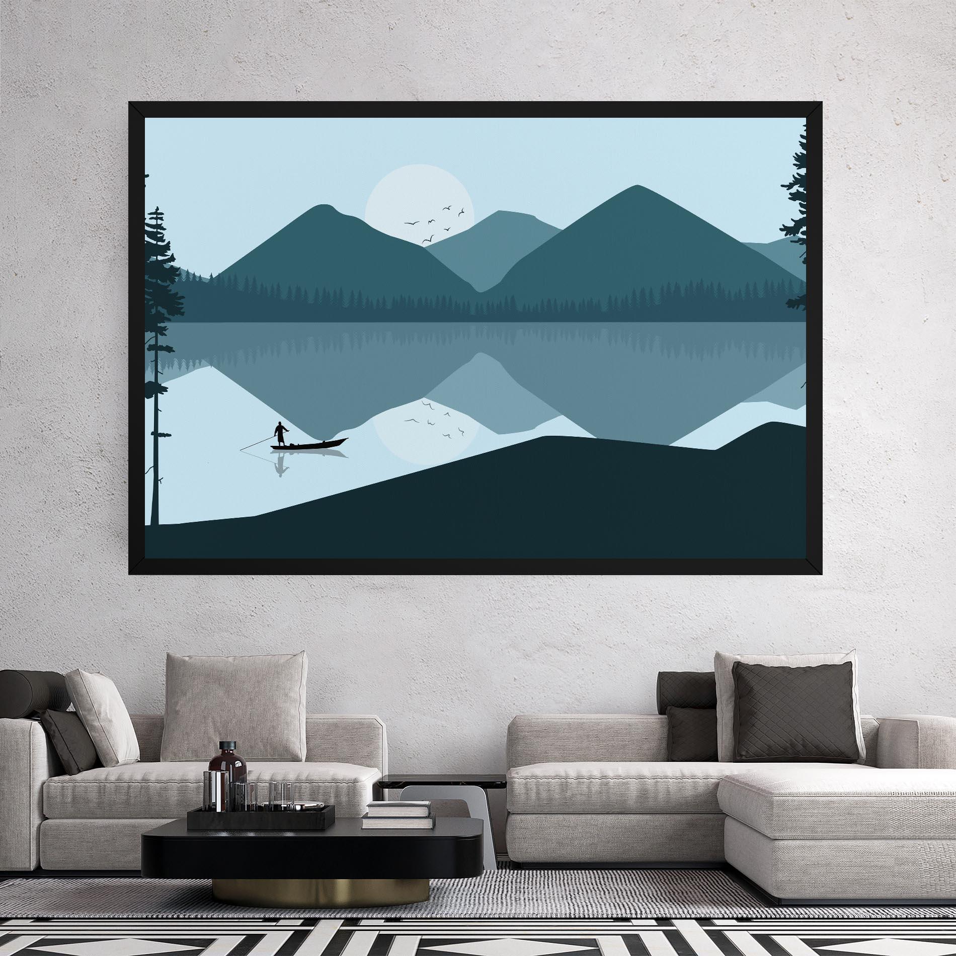 Vászonkép Blue Light Lake mockup 2