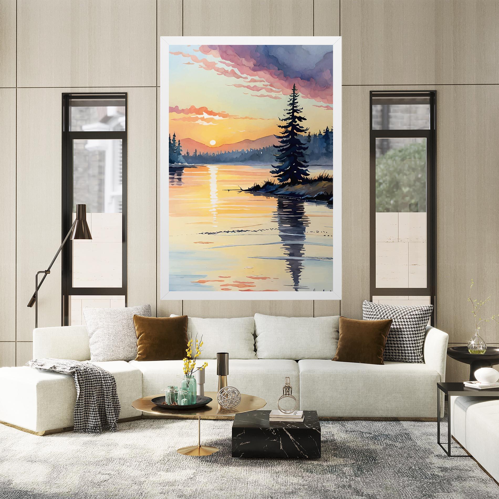 Vászonkép Tree Shadow Lake mockup 2