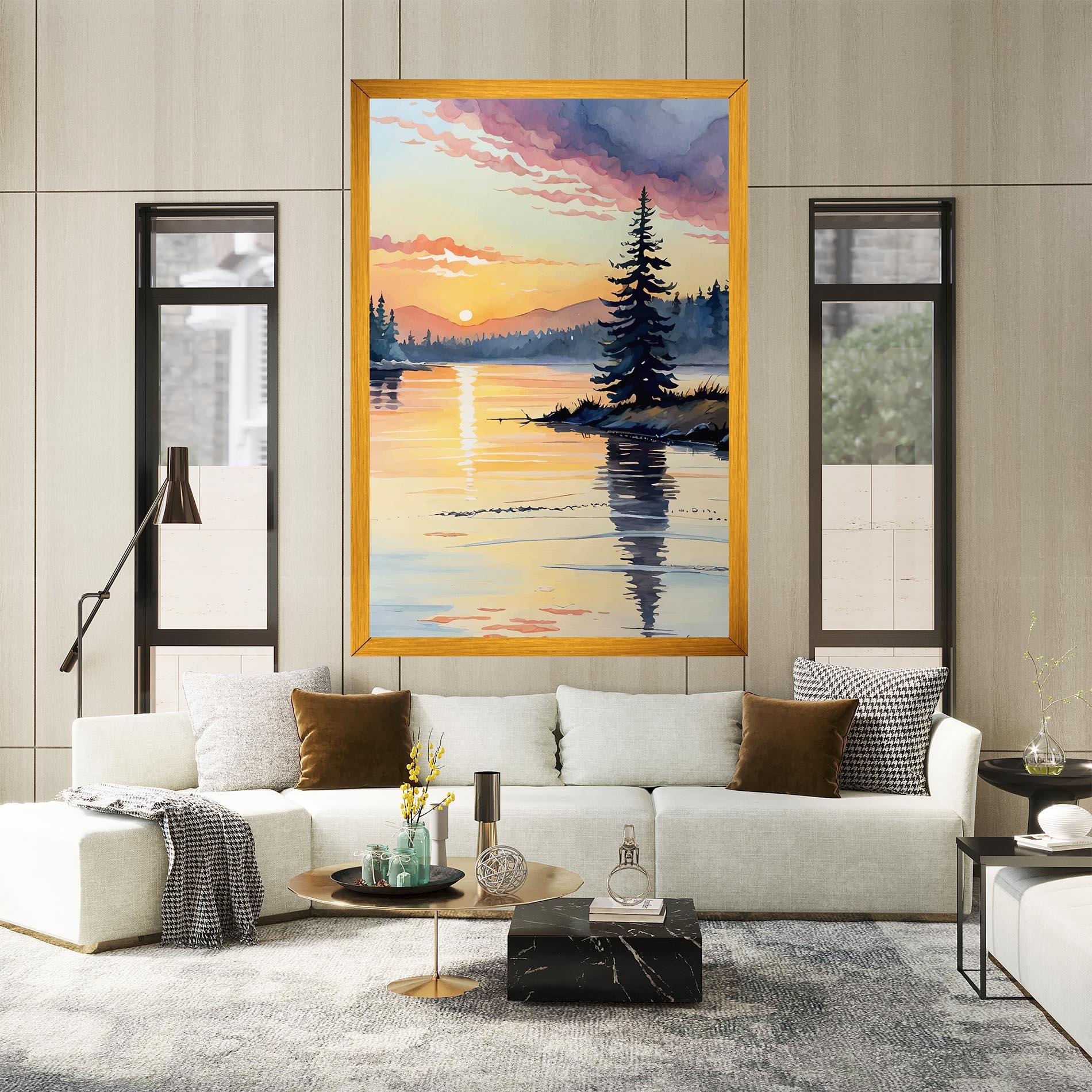 Vászonkép Tree Shadow Lake mockup 2