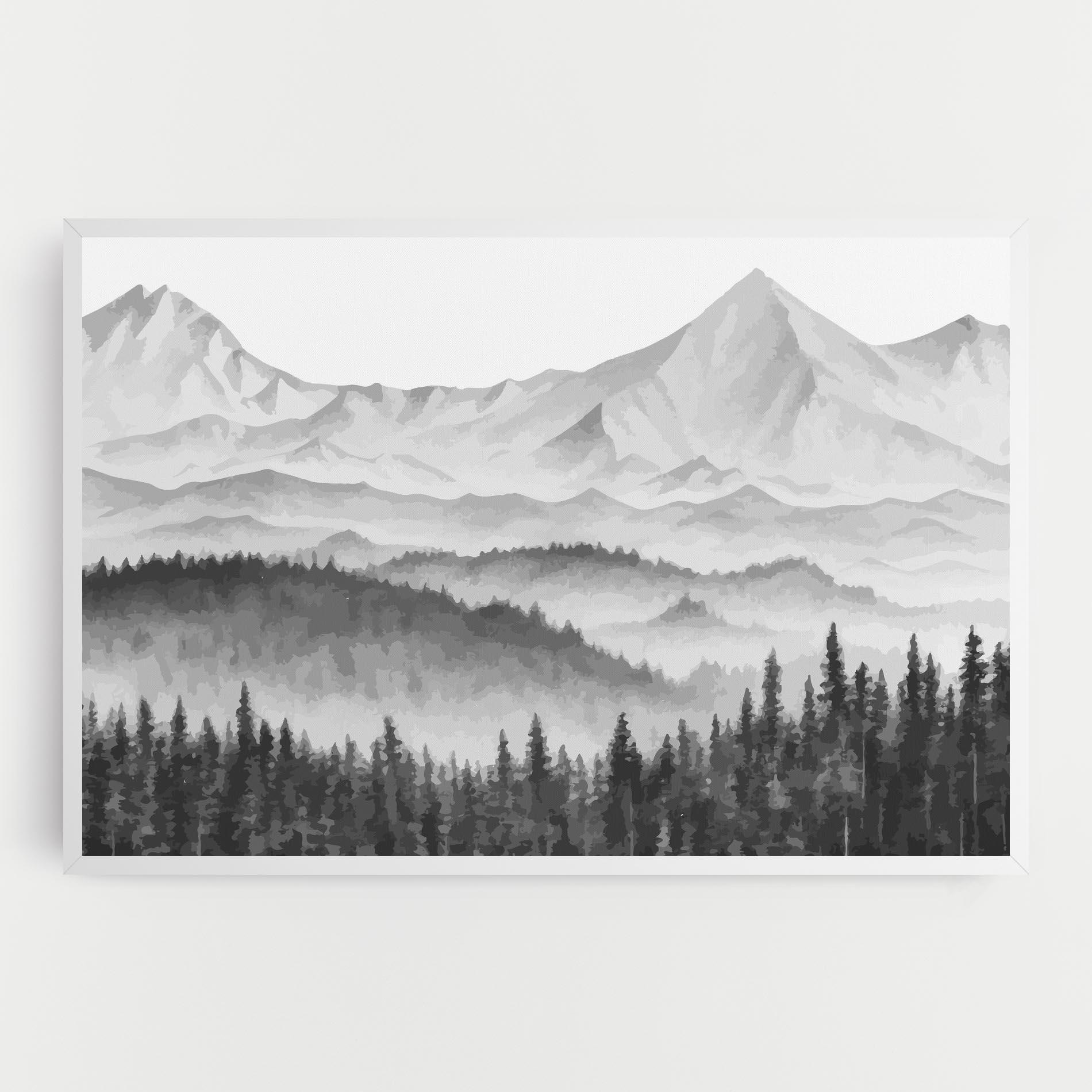 Vászonkép Grey Mountain Drawing mockup 0