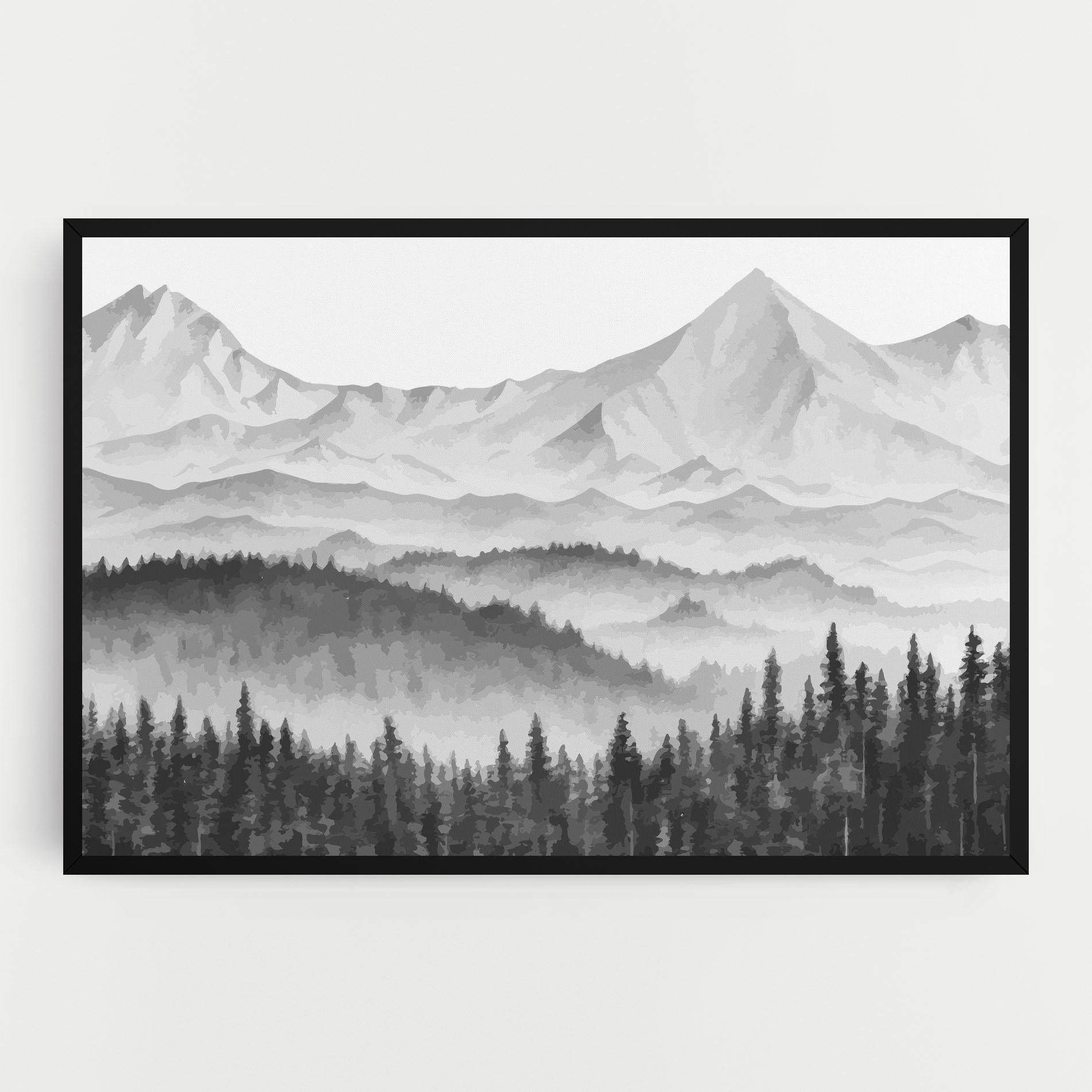 Vászonkép Grey Mountain Drawing mockup 0