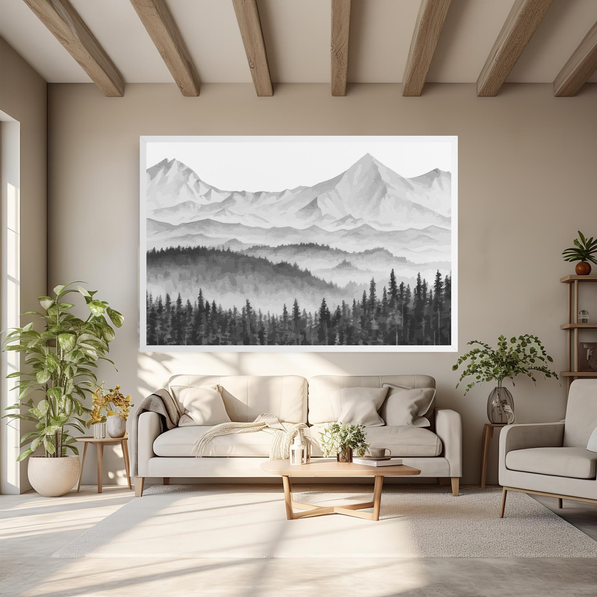Vászonkép Grey Mountain Drawing mockup 6