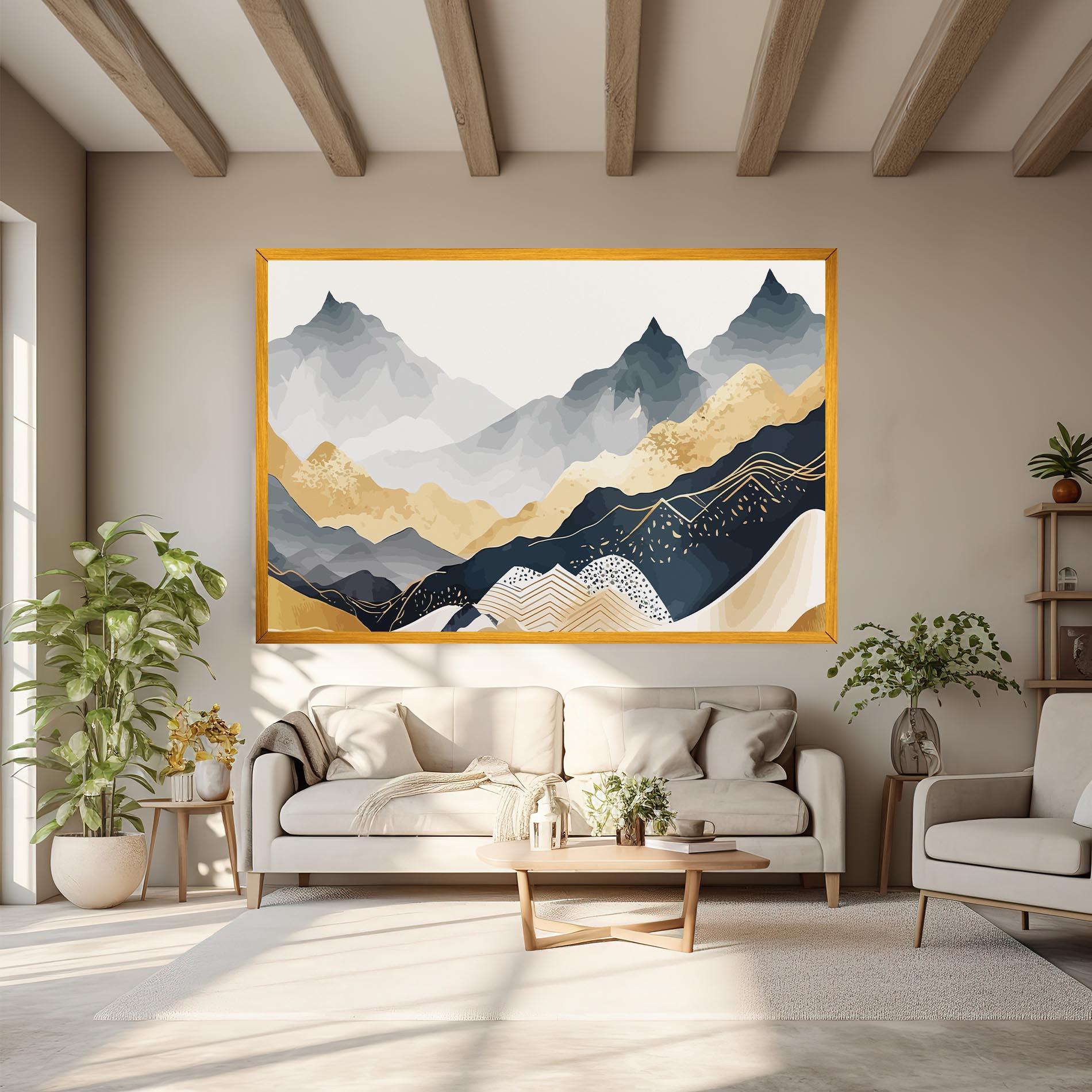 Vászonkép Blue Gold Mountain mockup 6