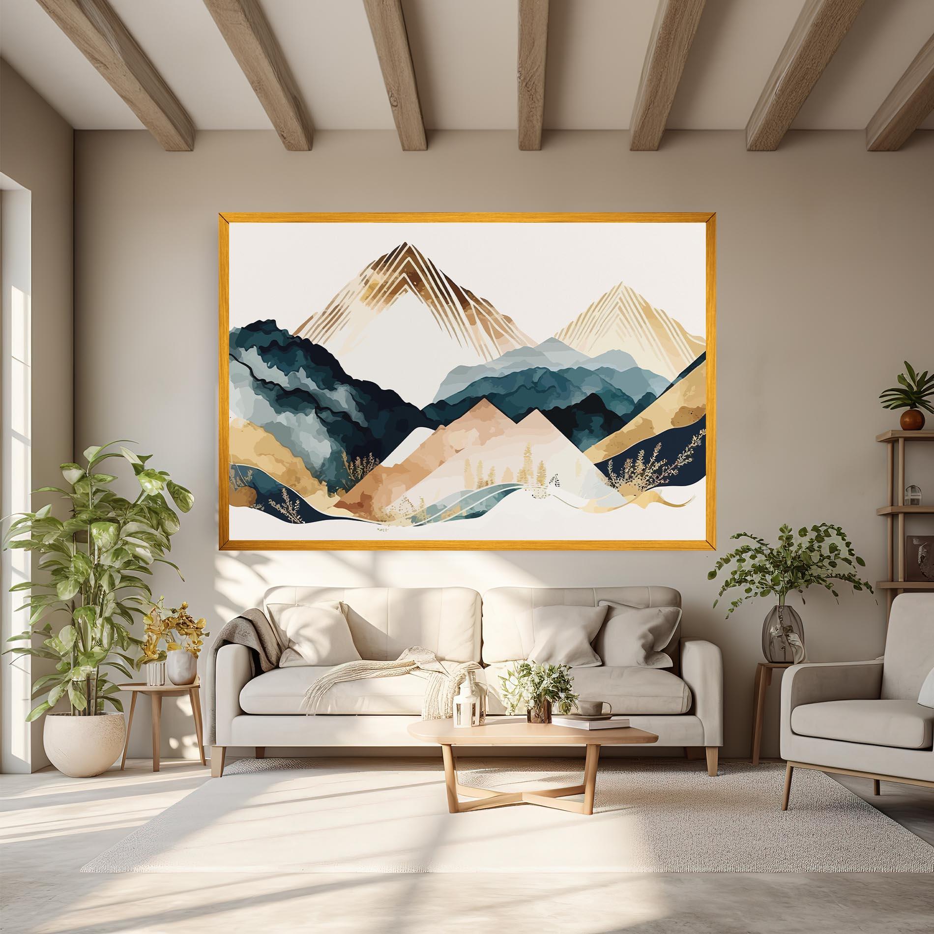 Vászonkép Gold Green Mountain mockup 6