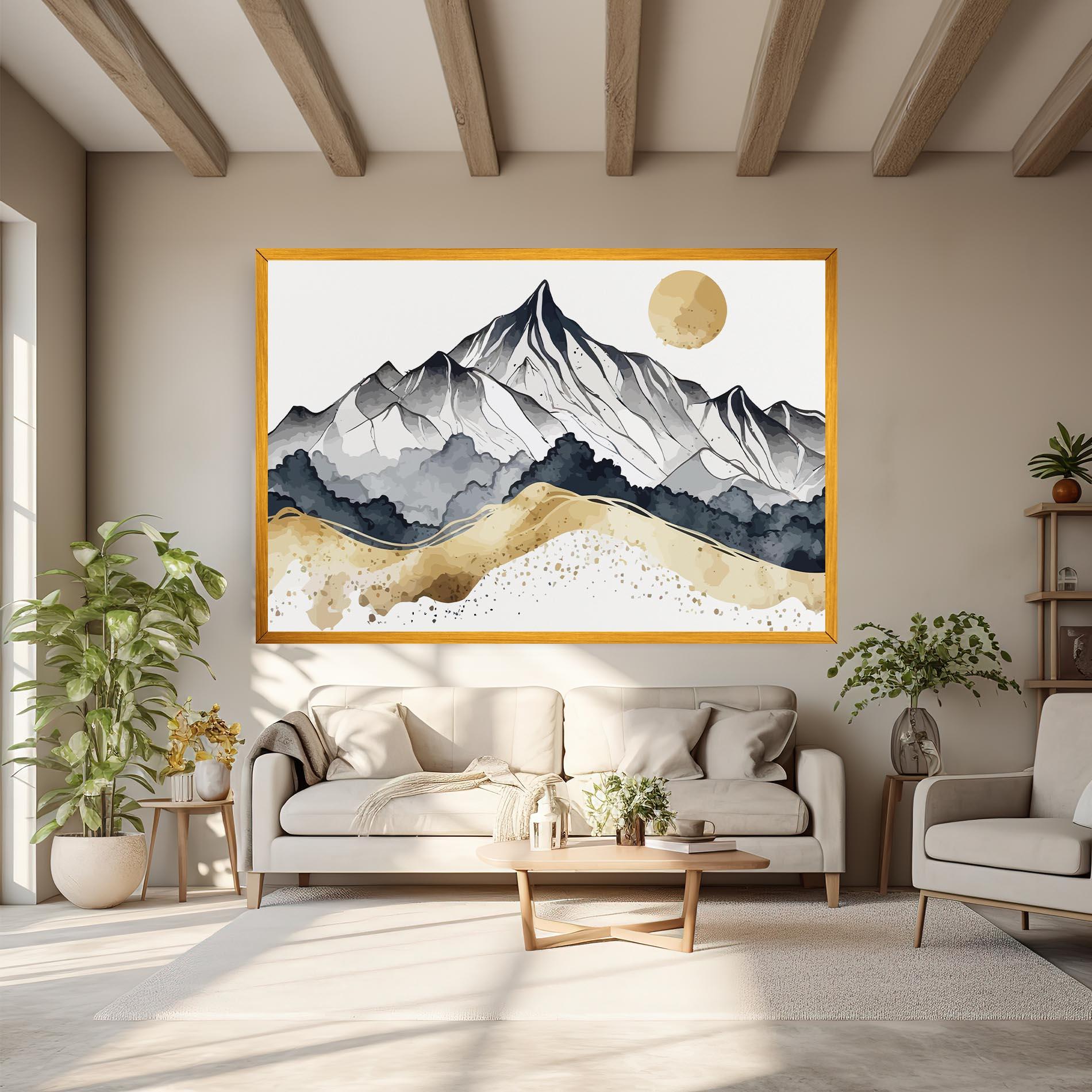 Vászonkép Grey Gold Mountain mockup 6