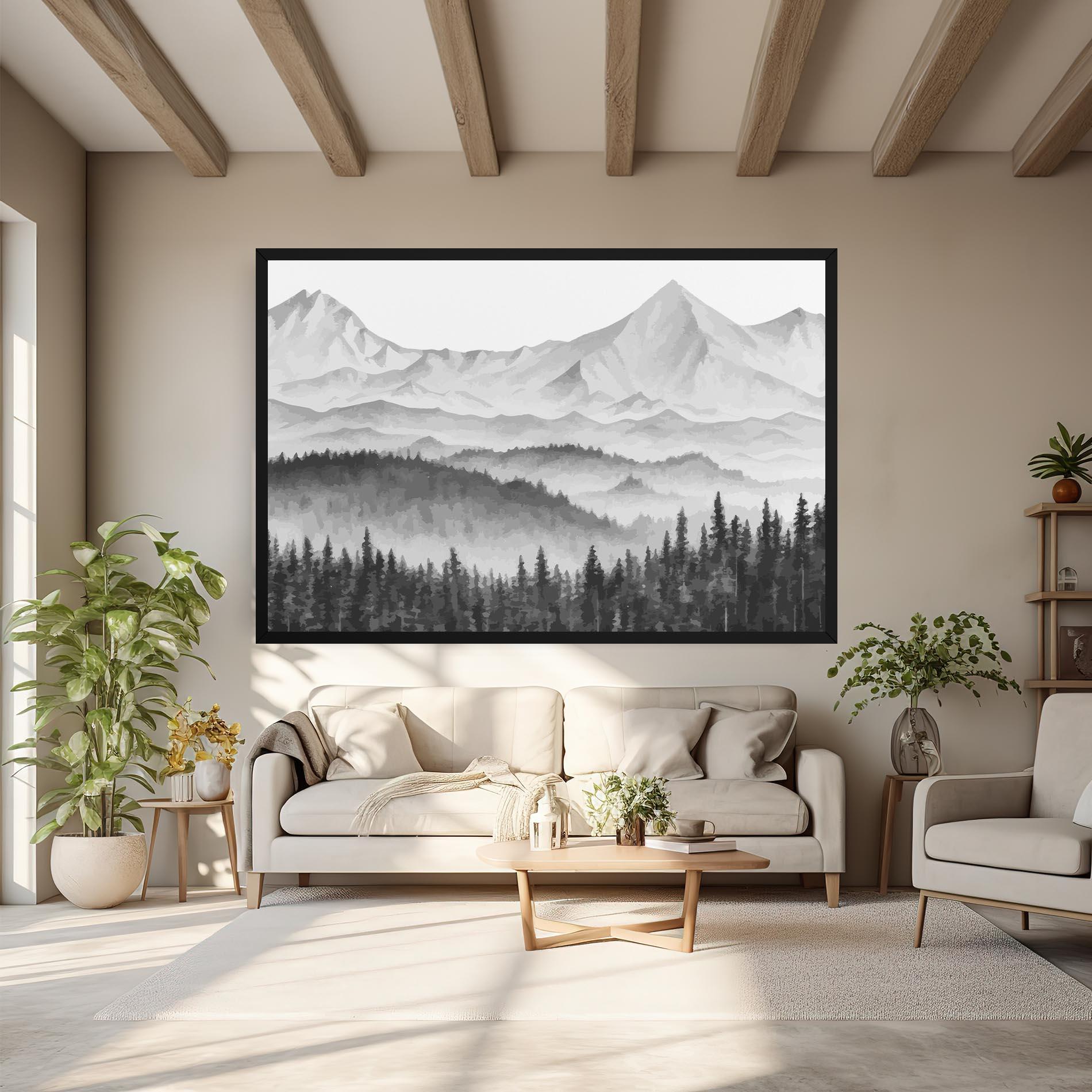Vászonkép Grey Mountain Drawing mockup 6