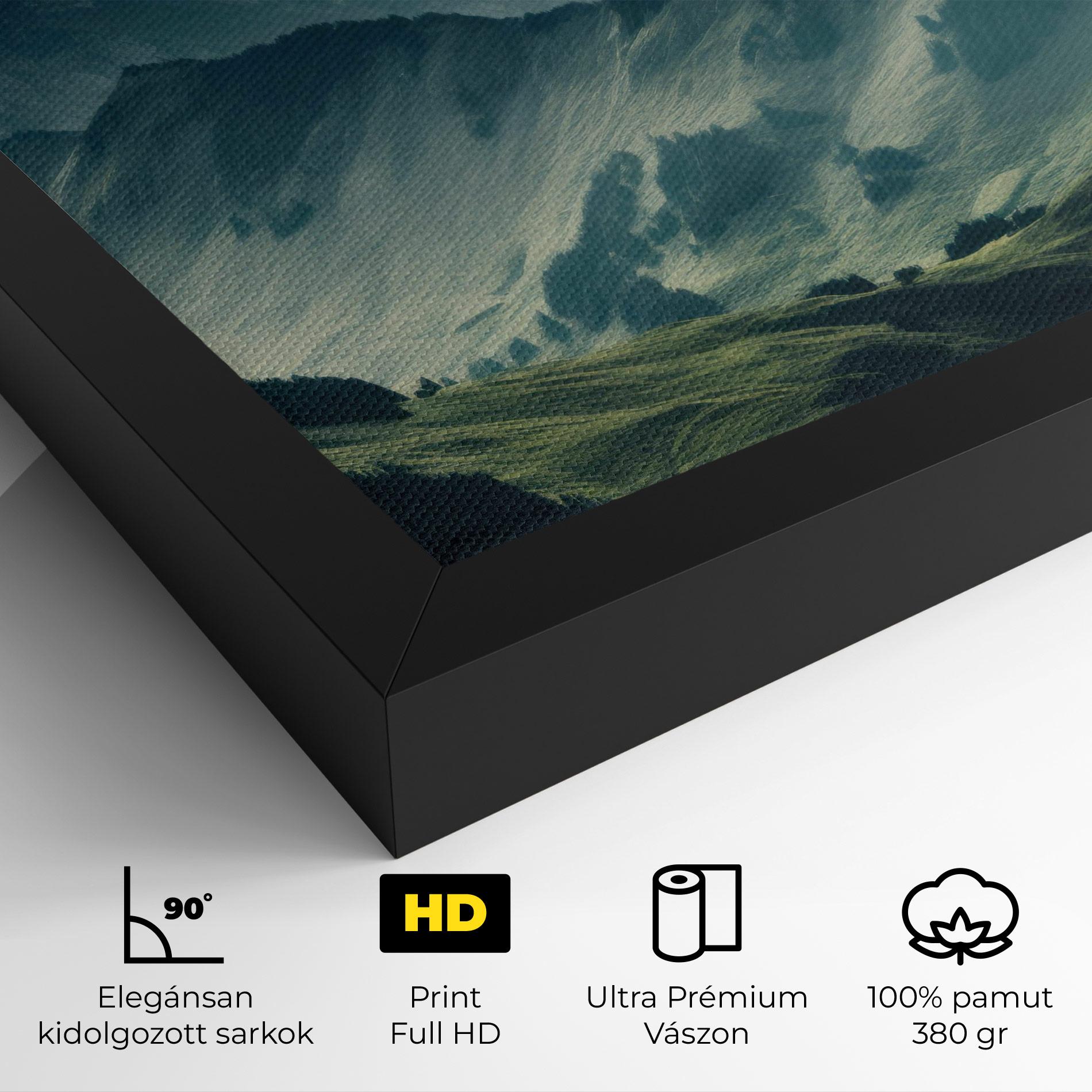 Vászonkép Amazing Foggy Mountain mockup 4