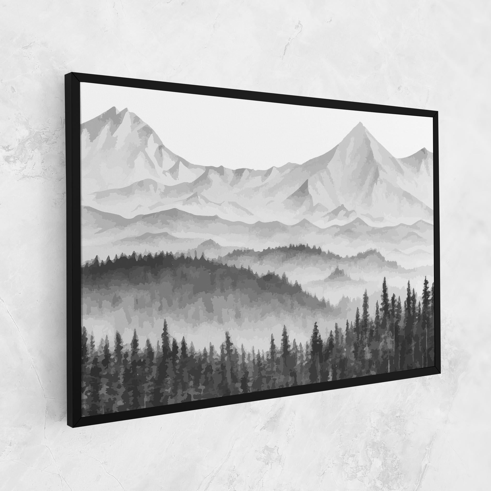 Vászonkép Grey Mountain Drawing mockup 1