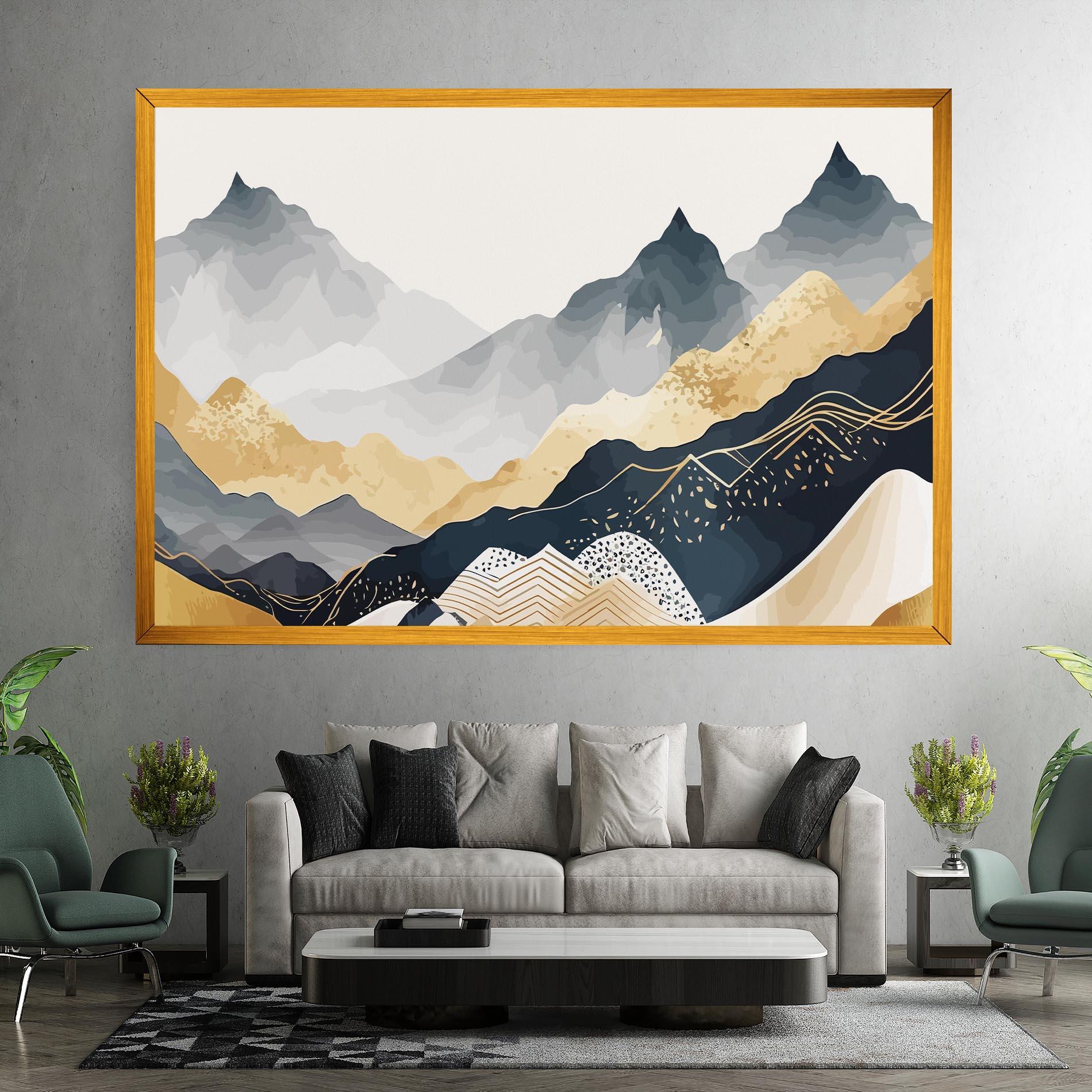 Vászonkép Gold Grey Mountain mockup 7