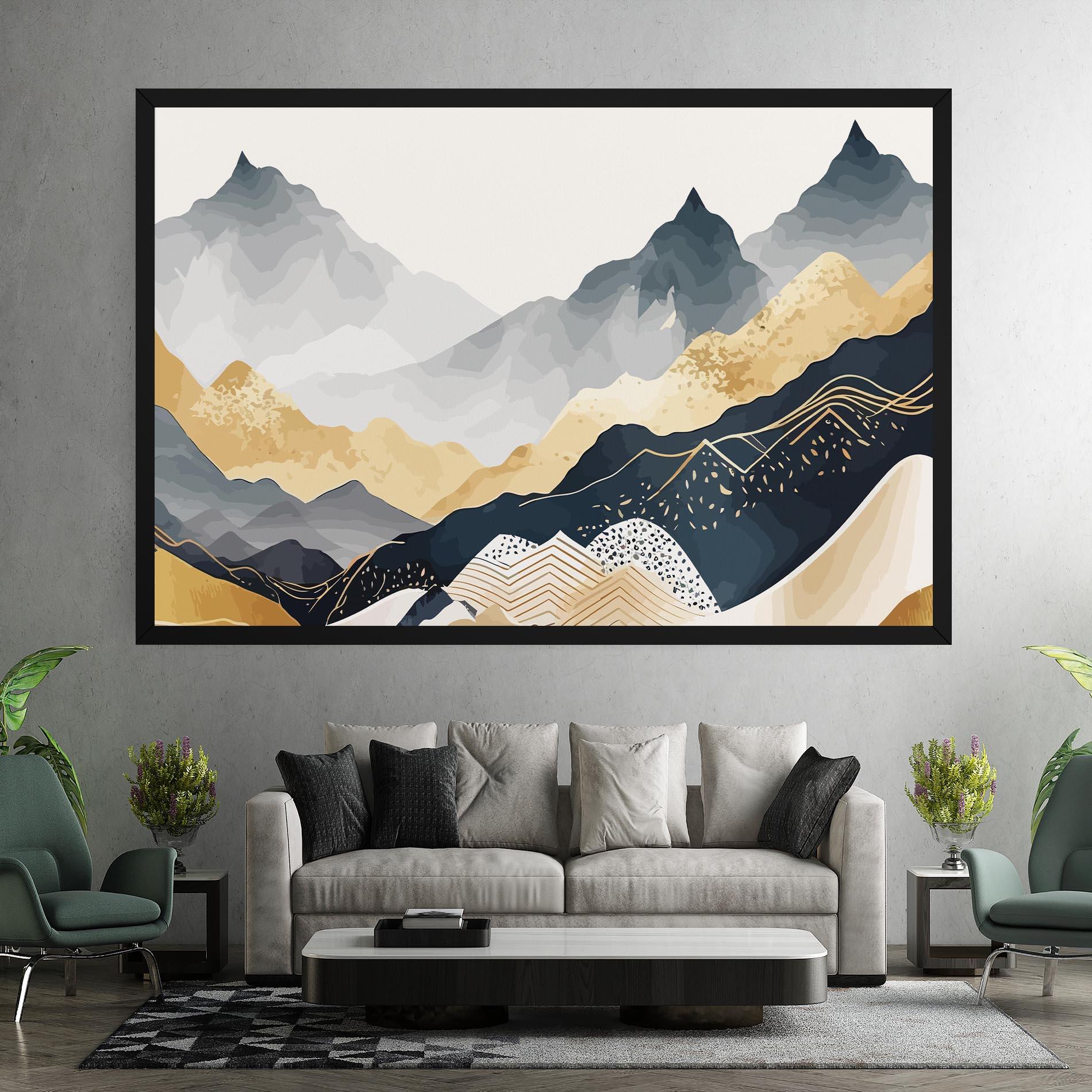 Vászonkép Blue Gold Mountain mockup 7