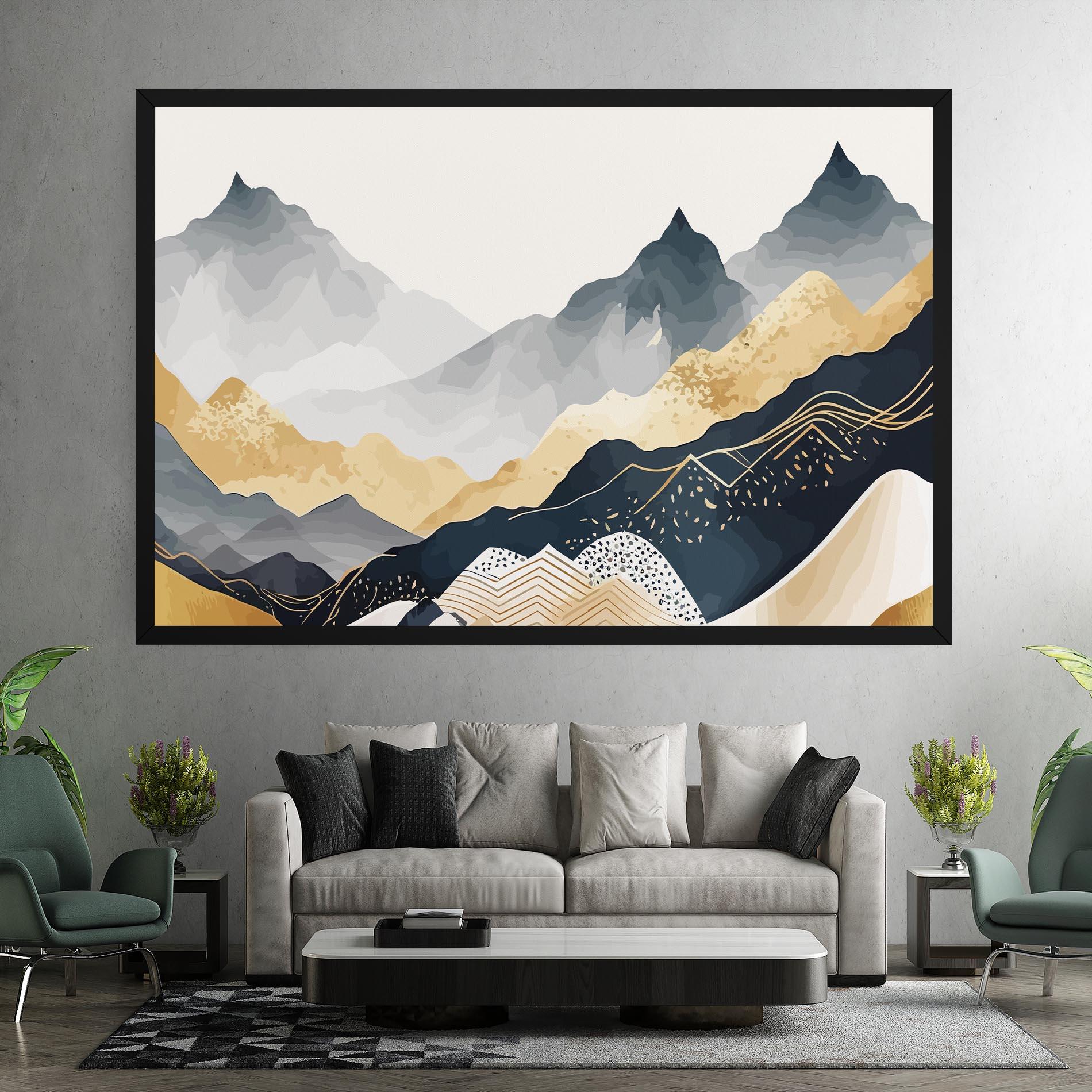 Vászonkép Gold Grey Mountain mockup 7