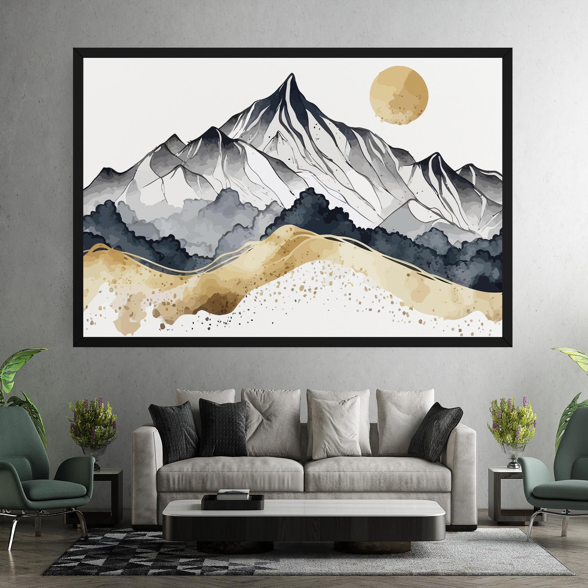 Vászonkép Grey Gold Mountain mockup 7