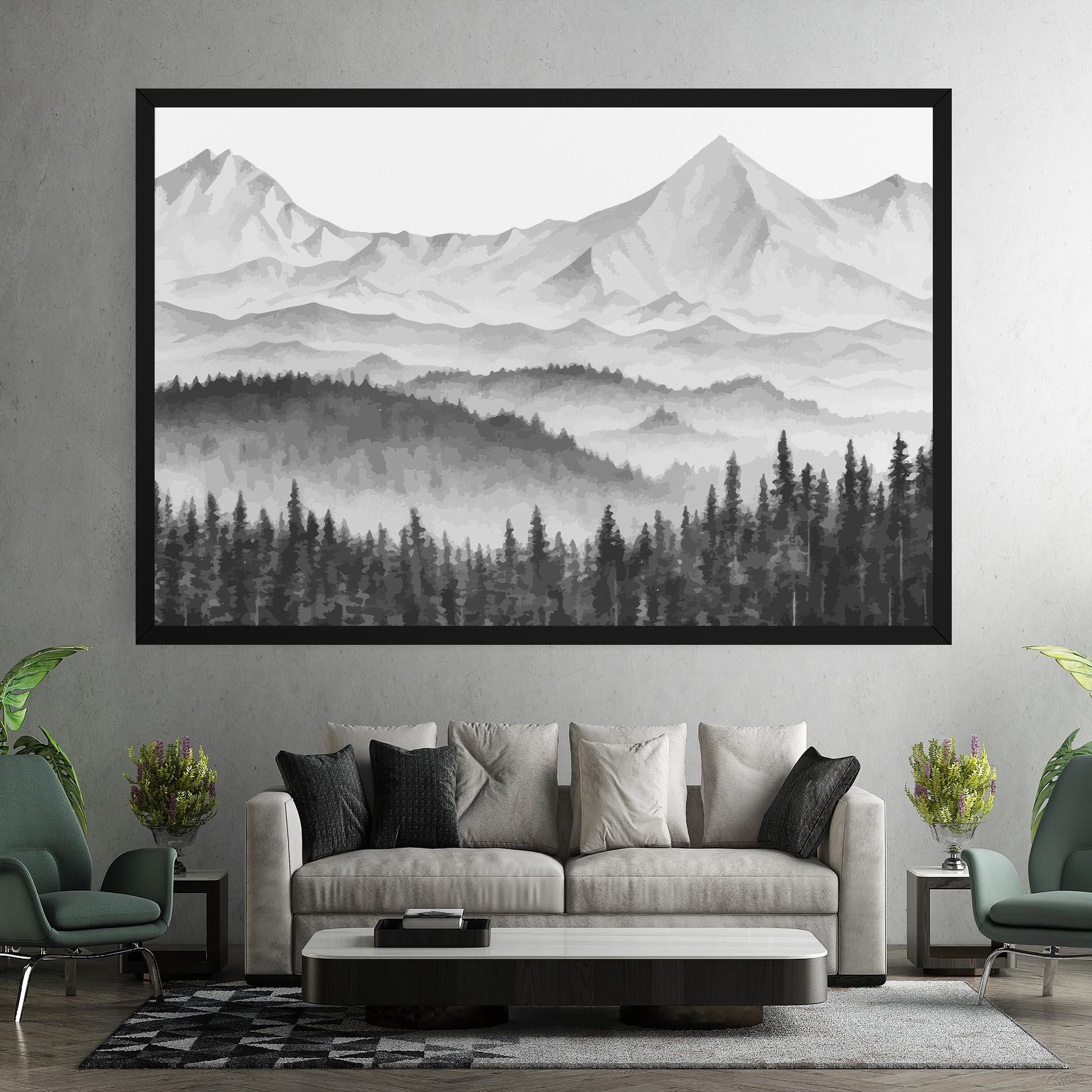 Vászonkép Grey Mountain Drawing mockup 7