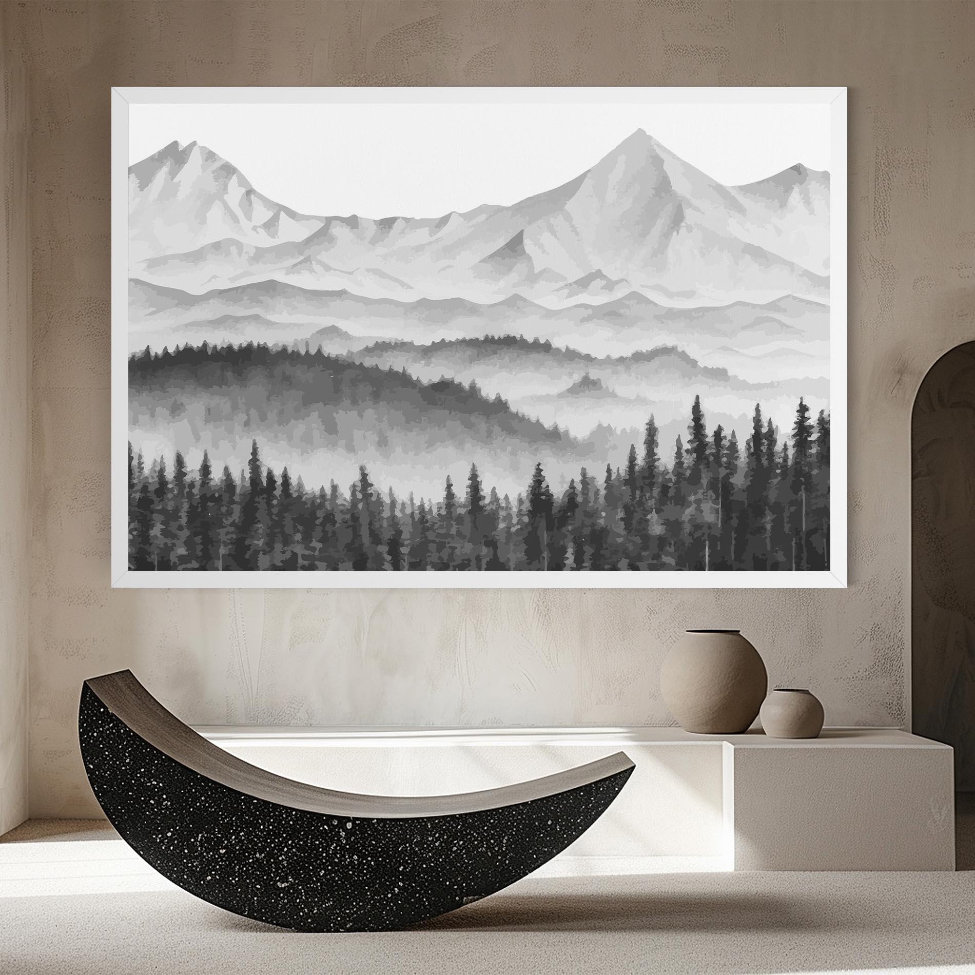 Vászonkép Grey Mountain Drawing mockup 8