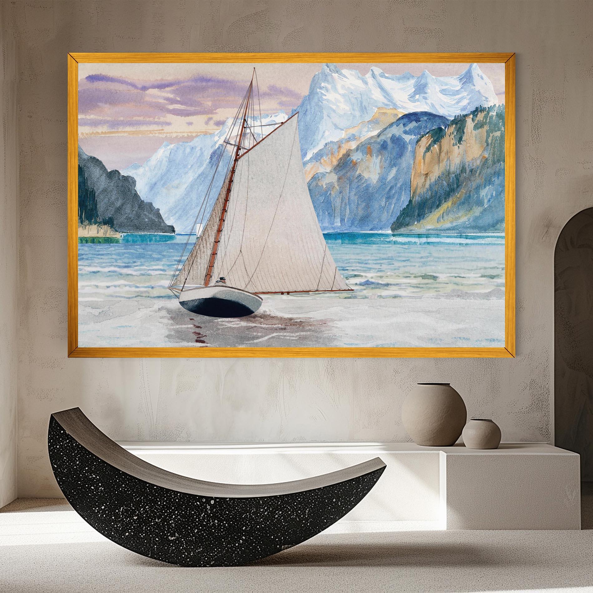 Vászonkép Boat Mountain View mockup 8