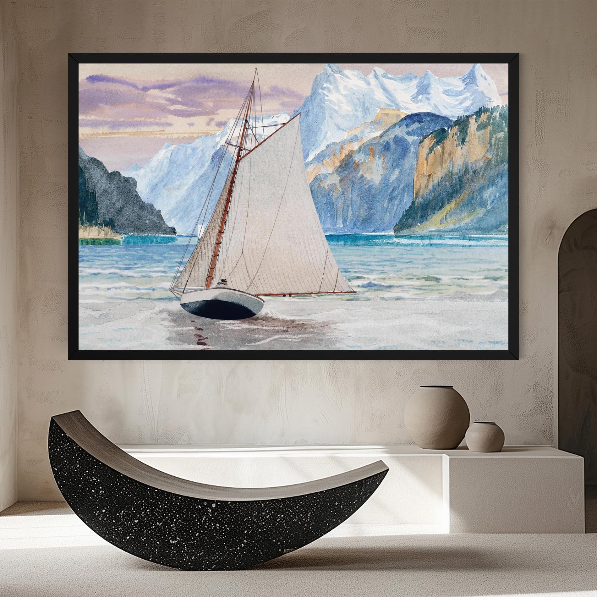 Vászonkép Boat Mountain View mockup 8