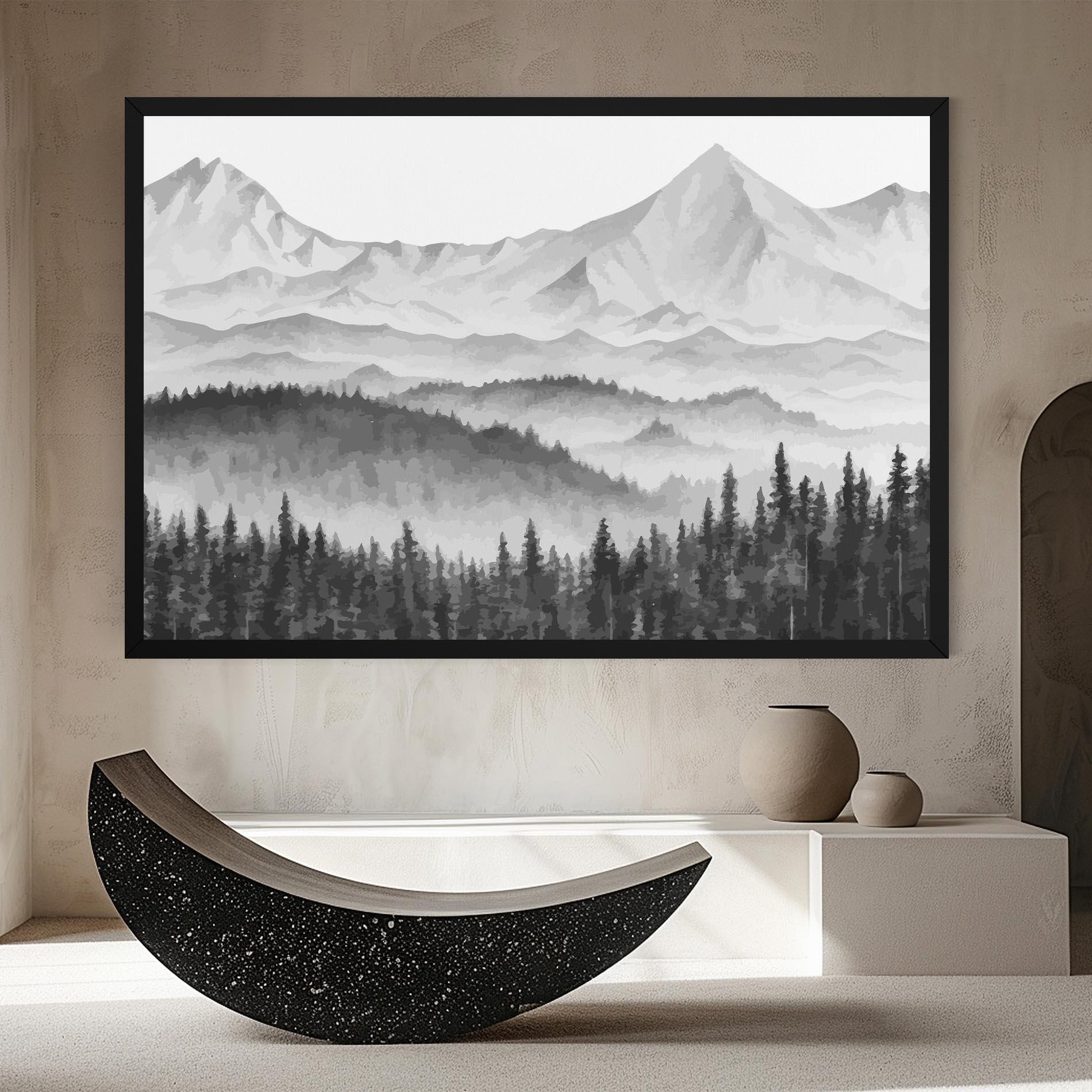 Vászonkép Grey Mountain Drawing mockup 8