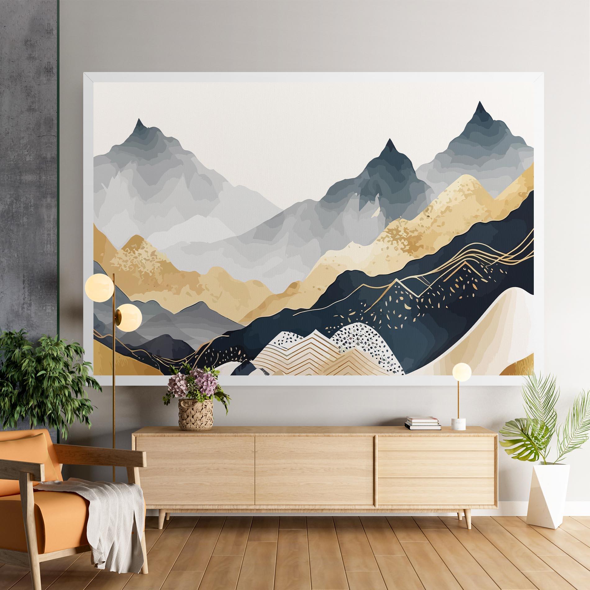 Vászonkép Gold Grey Mountain mockup 9