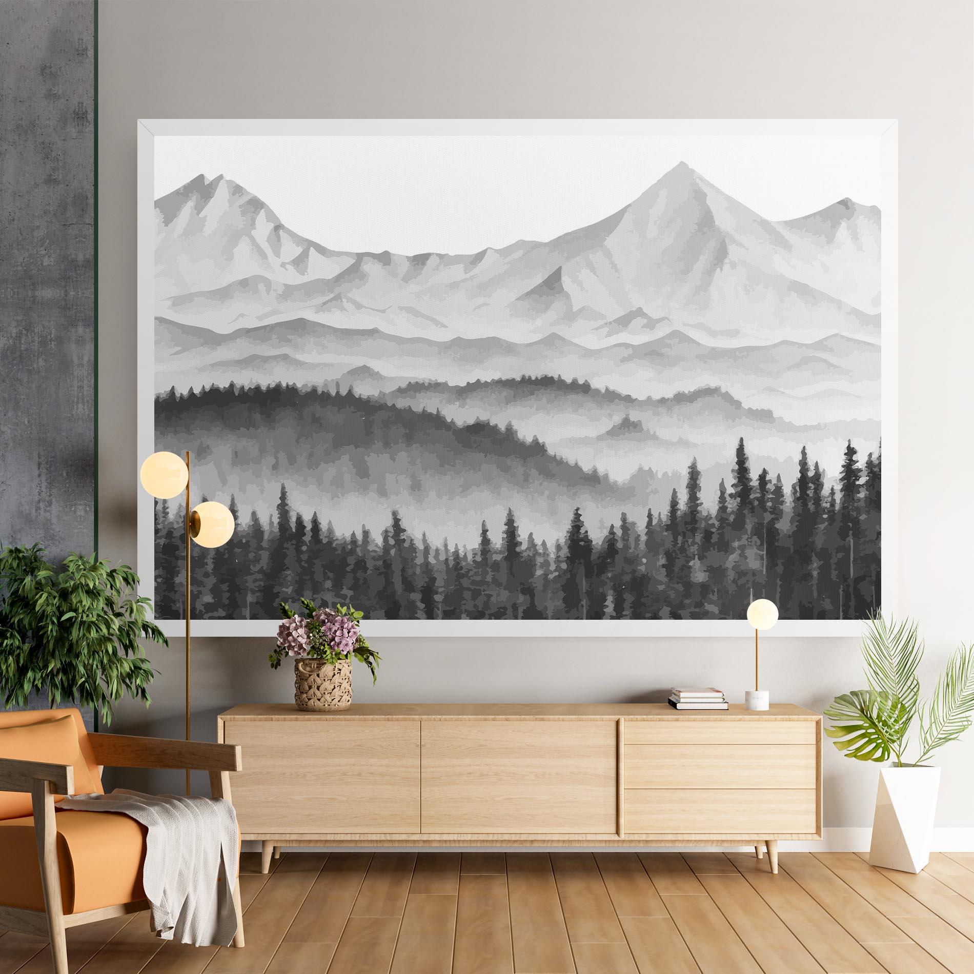 Vászonkép Grey Mountain Drawing mockup 9