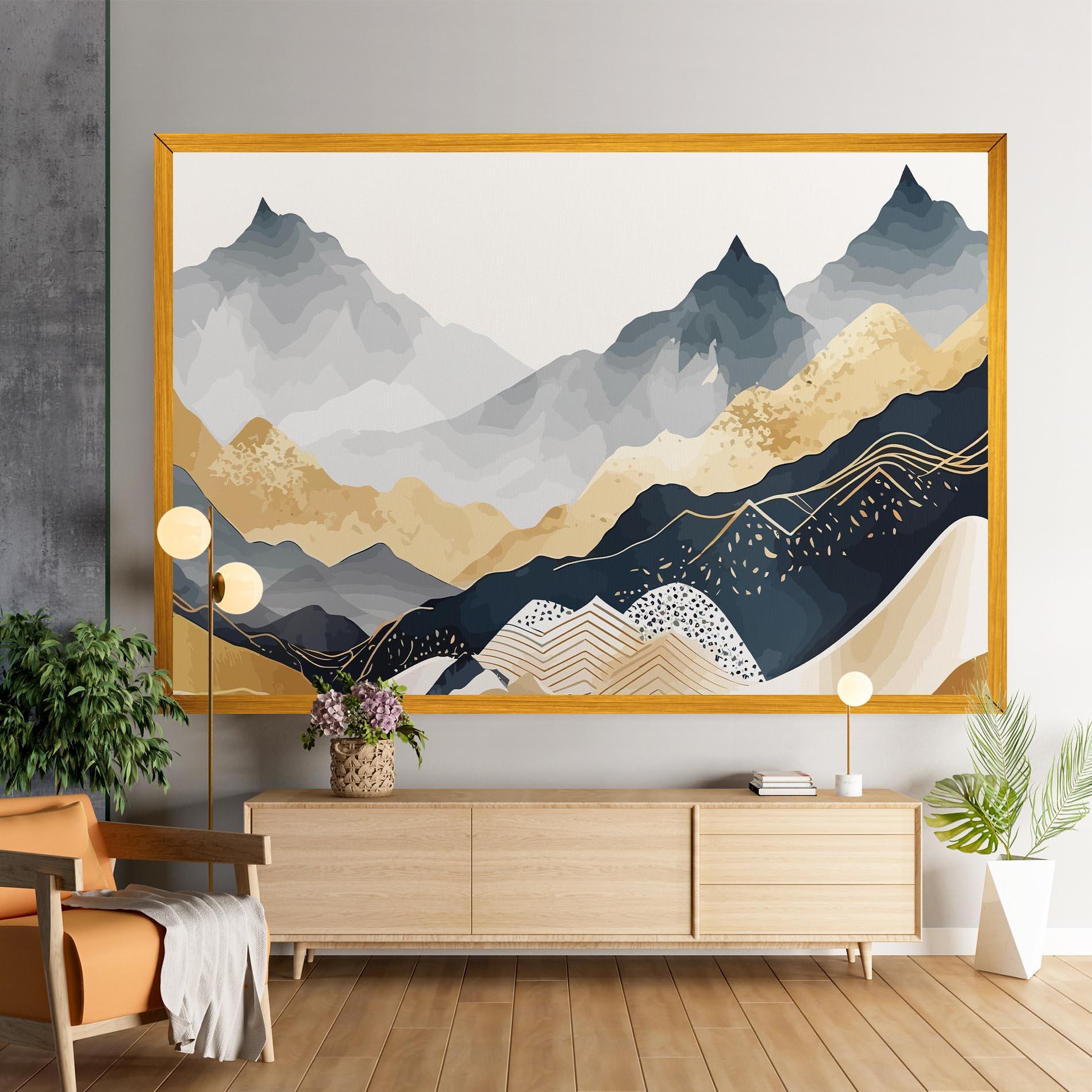 Vászonkép Blue Gold Mountain mockup 9