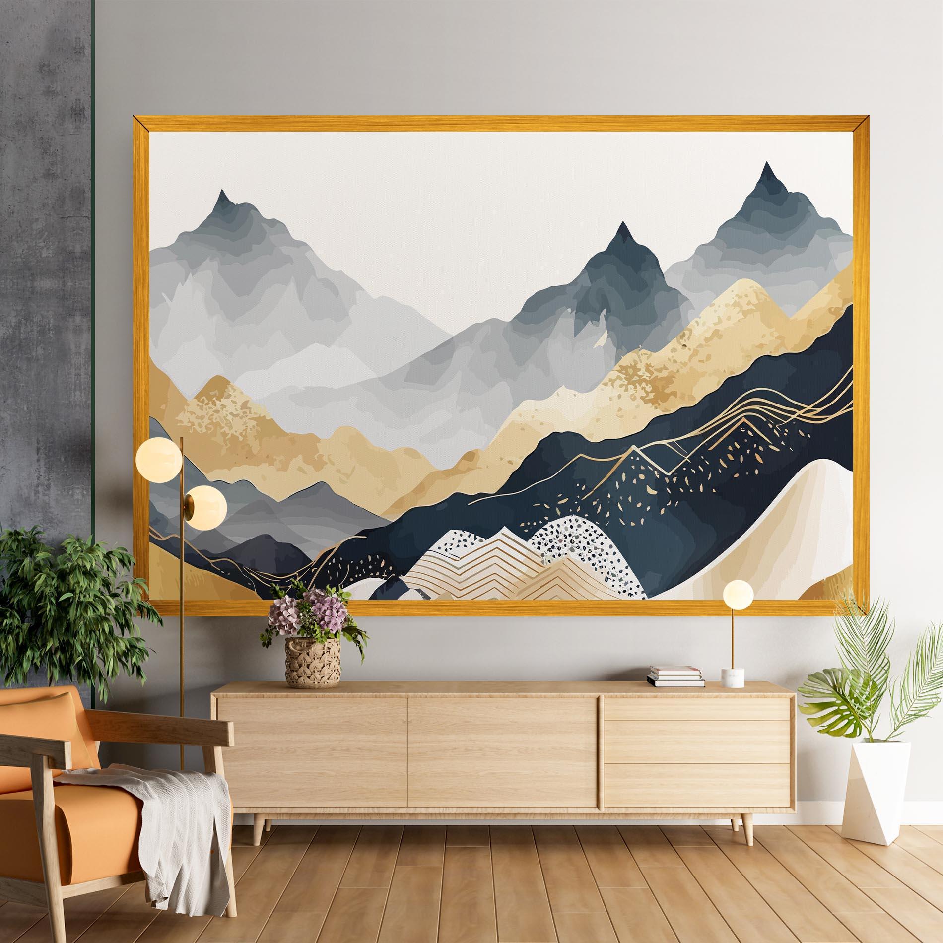 Vászonkép Gold Grey Mountain mockup 9