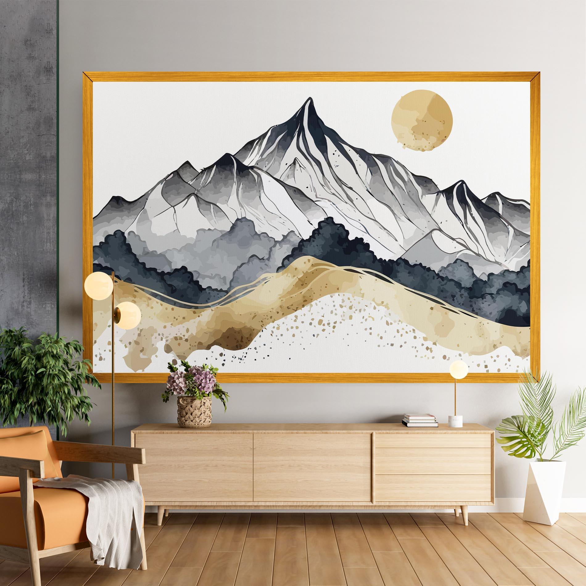 Vászonkép Grey Gold Mountain mockup 9