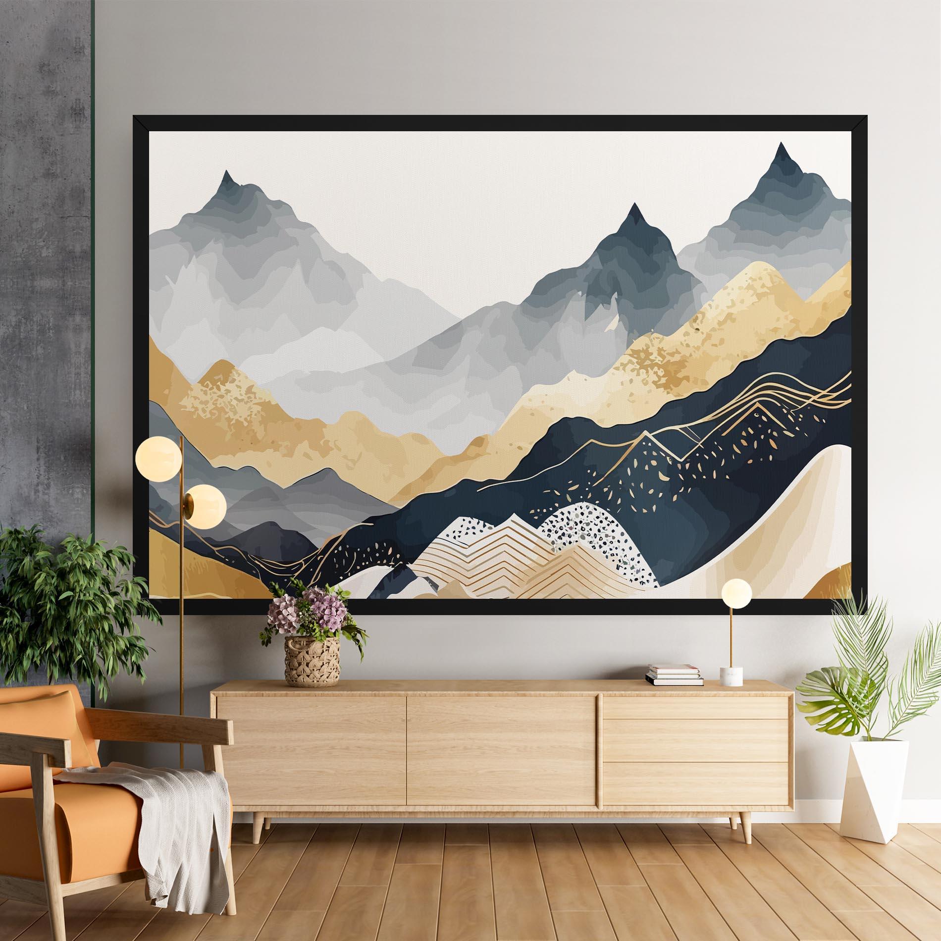 Vászonkép Blue Gold Mountain mockup 9