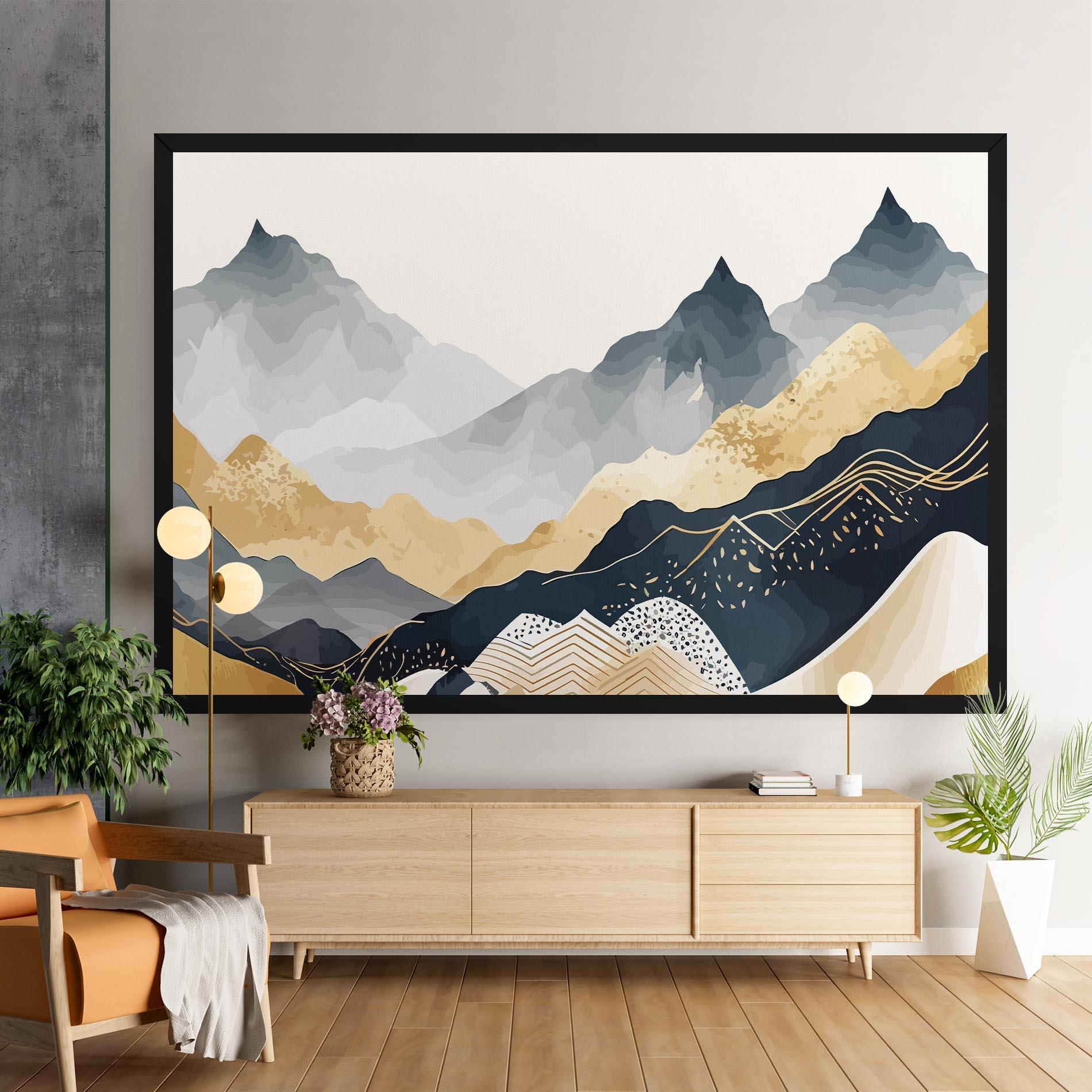 Vászonkép Gold Grey Mountain mockup 9