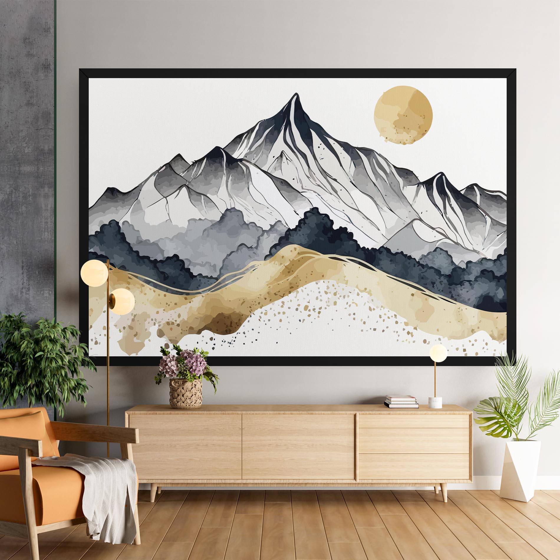 Vászonkép Grey Gold Mountain mockup 9