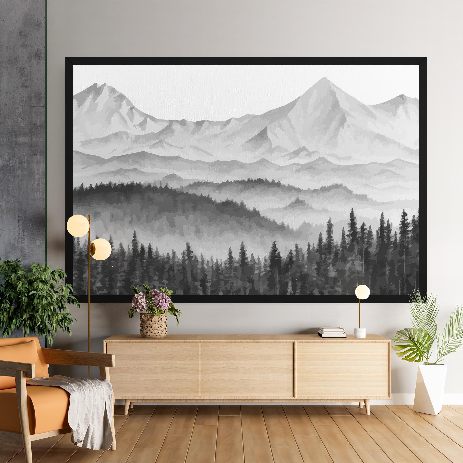 Vászonkép Grey Mountain Drawing mockup 9