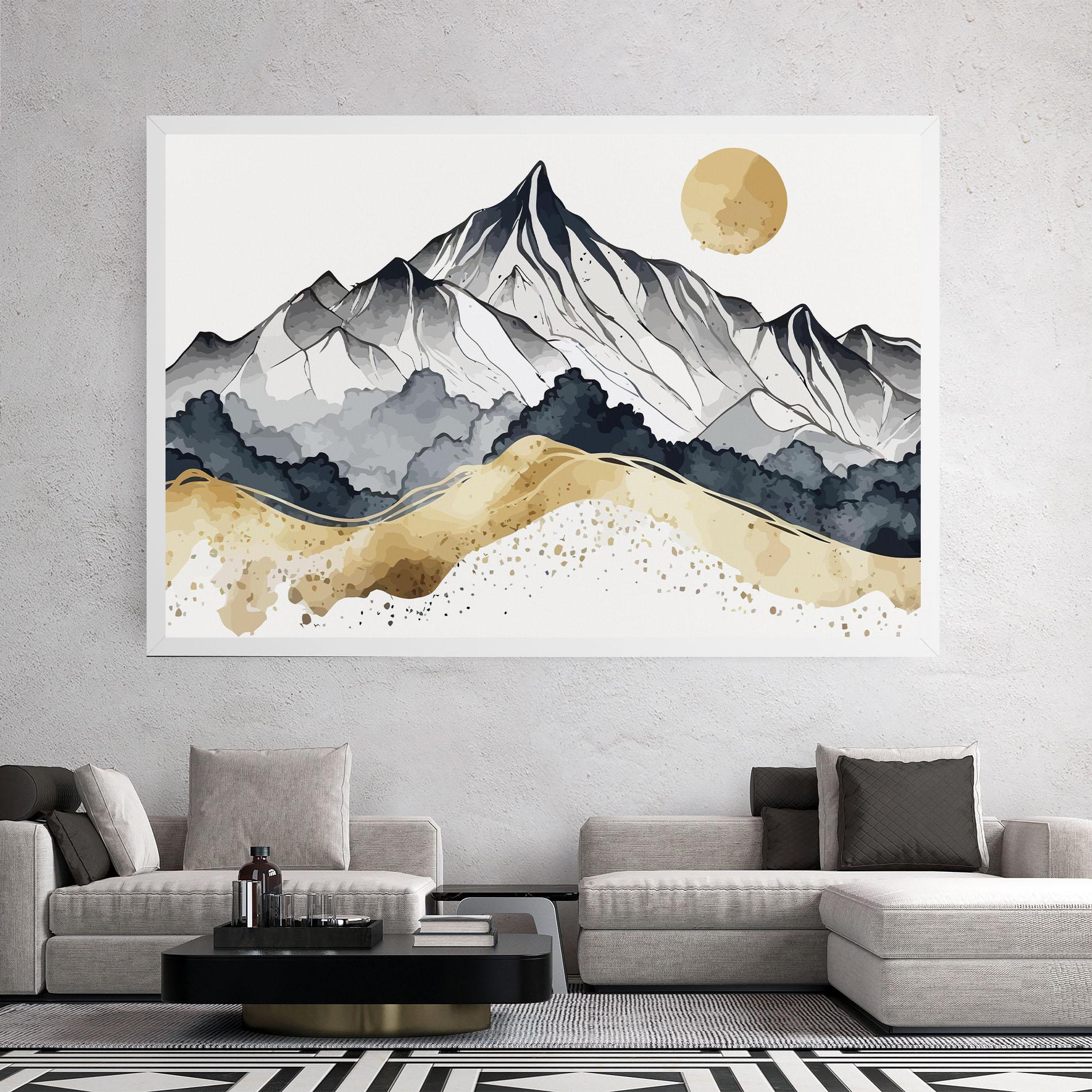 Vászonkép Grey Gold Mountain mockup 2